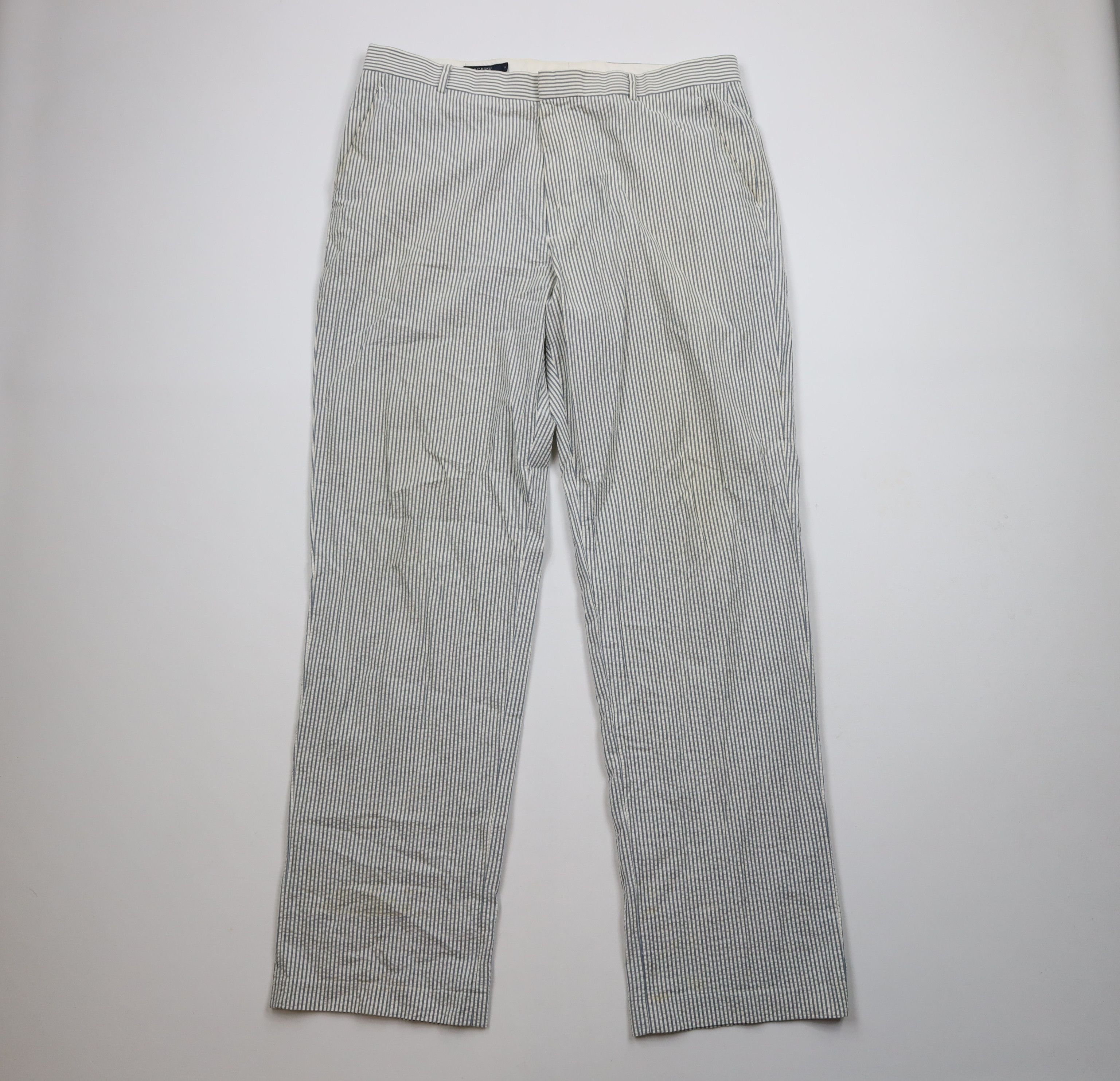 J.Crew × Vintage Vintage 90s J Crew Seersucker Wide Leg Chino Pants Size US 38 / EU 54 - 1 Thumbnail