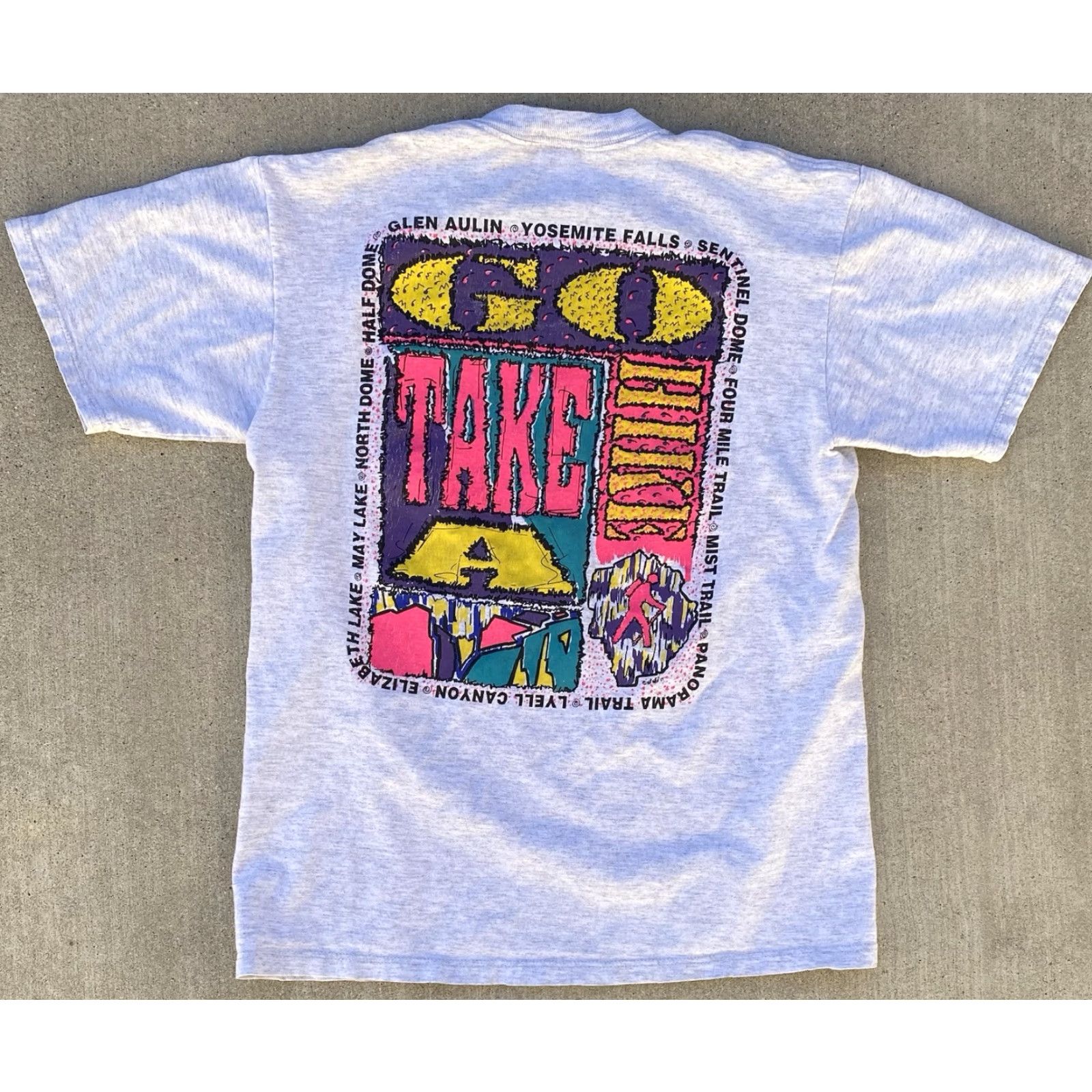 Jerzees VINTAGE Jerzees T-Shirt Hike It Yosemite Go Take A Hike Neon Geometric Graphics Gray Size M Men Shirt Size US M / EU 48-50 / 2 - 5 Thumbnail