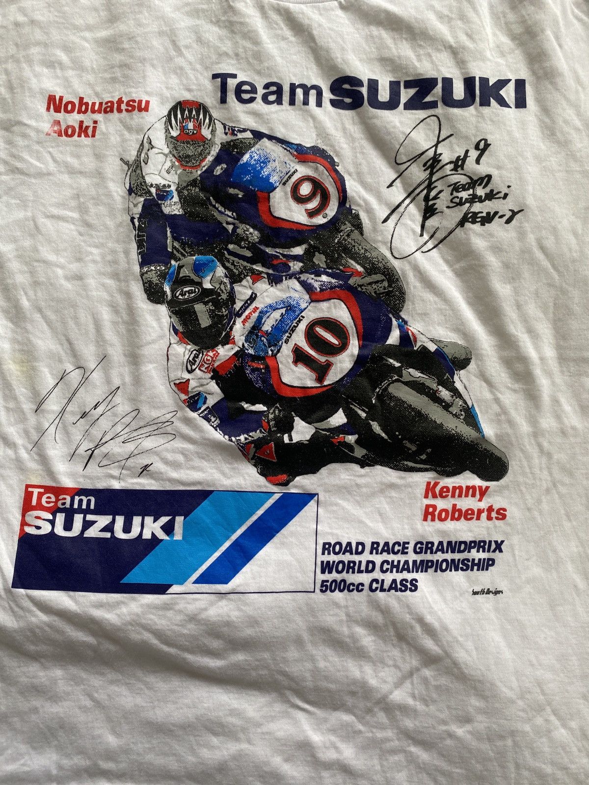 Vintage 🔥VINTAGE 90’s Suzuki Racing Team Kenny Roberts Aoki Tshirt Size US L / EU 52-54 / 3 - 6 Thumbnail