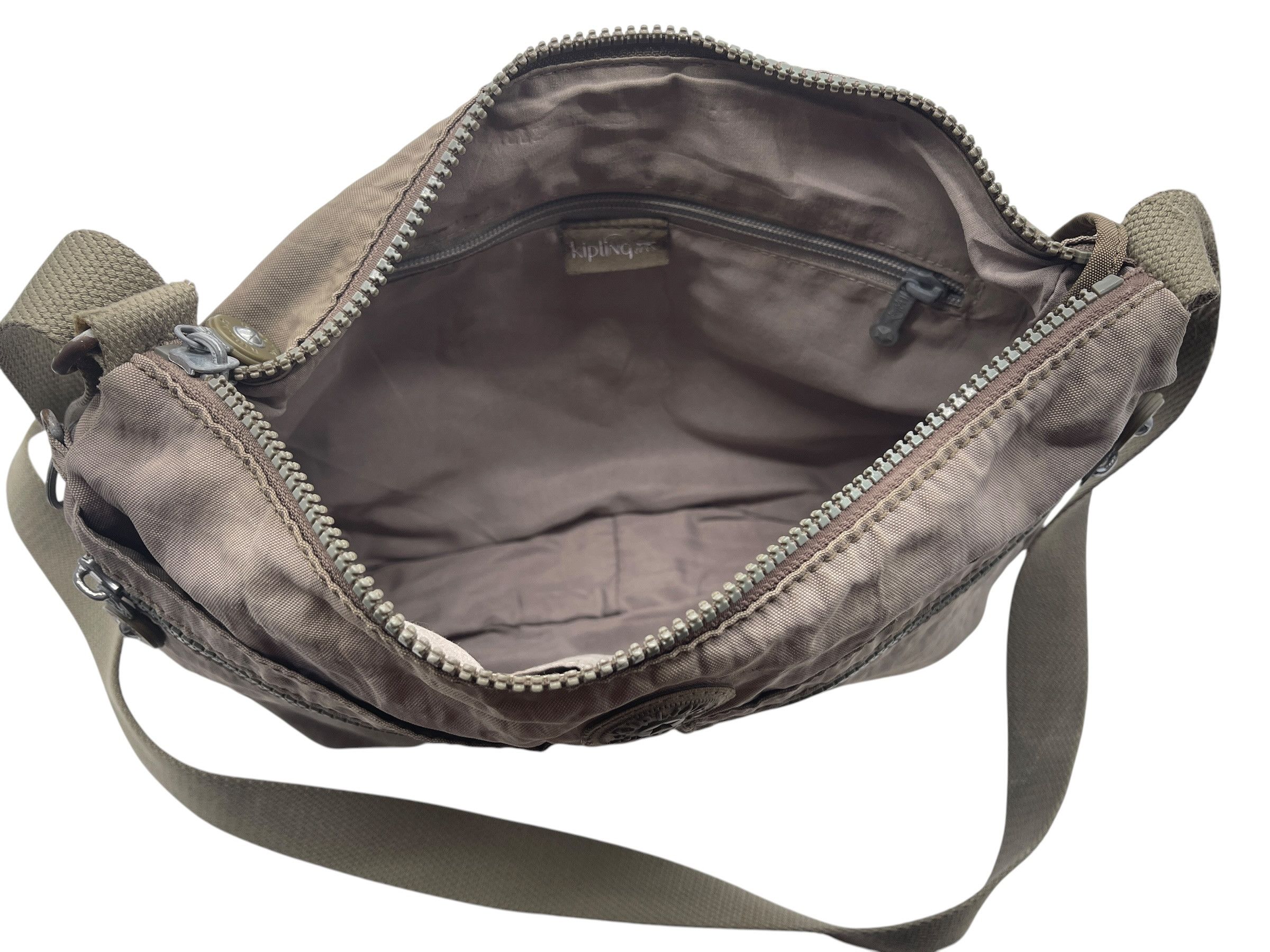 Japanese Brand Kipling Alvar Crossbody Bag Taupe Nylon w/ Monkey Keychain Size ONE SIZE - 9 Thumbnail