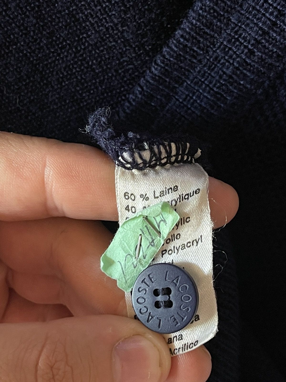 Lacoste 90’s Lacoste logo wool navy cardigan made in France vintage Size US XL / EU 56 / 4 - 12 Thumbnail