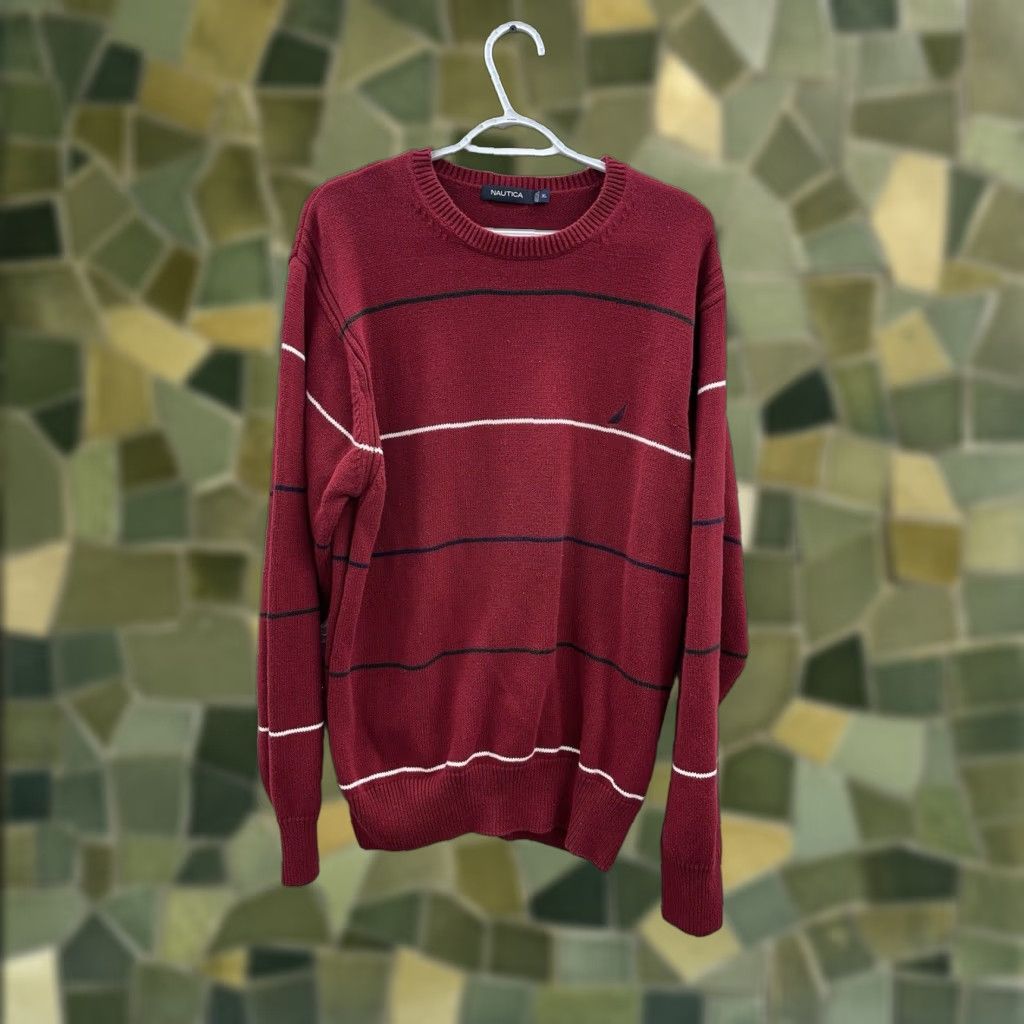 Nautica Nautica Sweater Mens XL Red Striped Long Sleeve Knit Cotton Vintage Size US XL / EU 56 / 4 - 1 Thumbnail