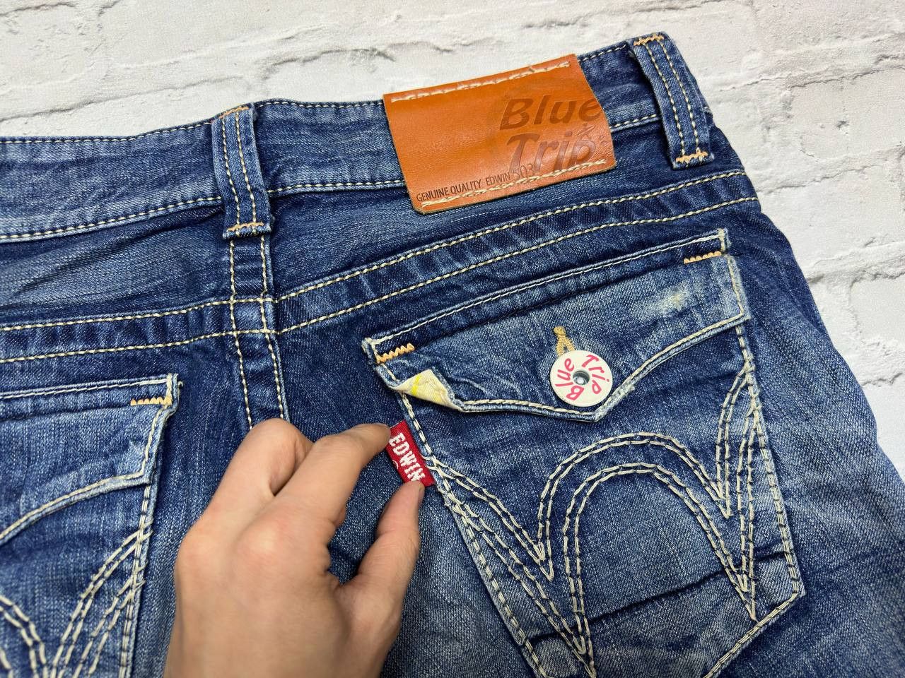 Edwin × Japanese Brand Edwin 503 Blue Trip Medium Mens Jeans Size US 32 / EU 48 - 3 Thumbnail