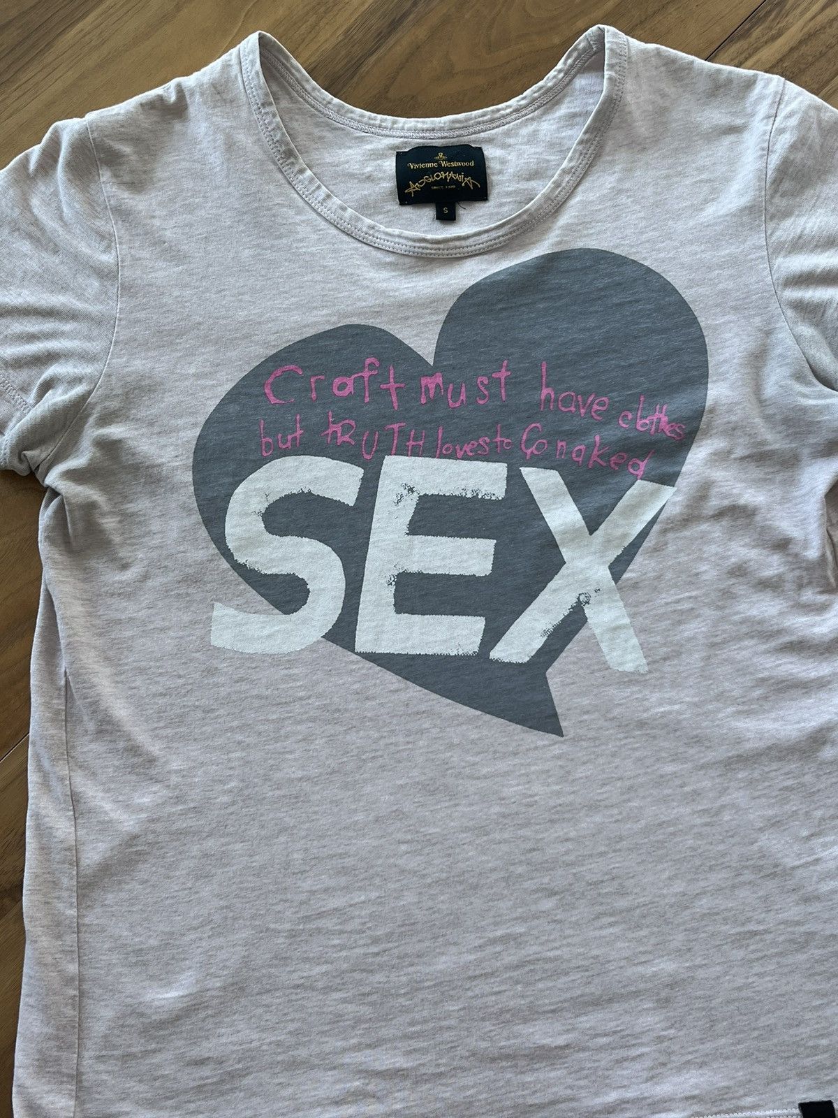 image of Vivienne Westwood | Anglomania Pink Sex Tee in S Grey, Women's (Size Small)