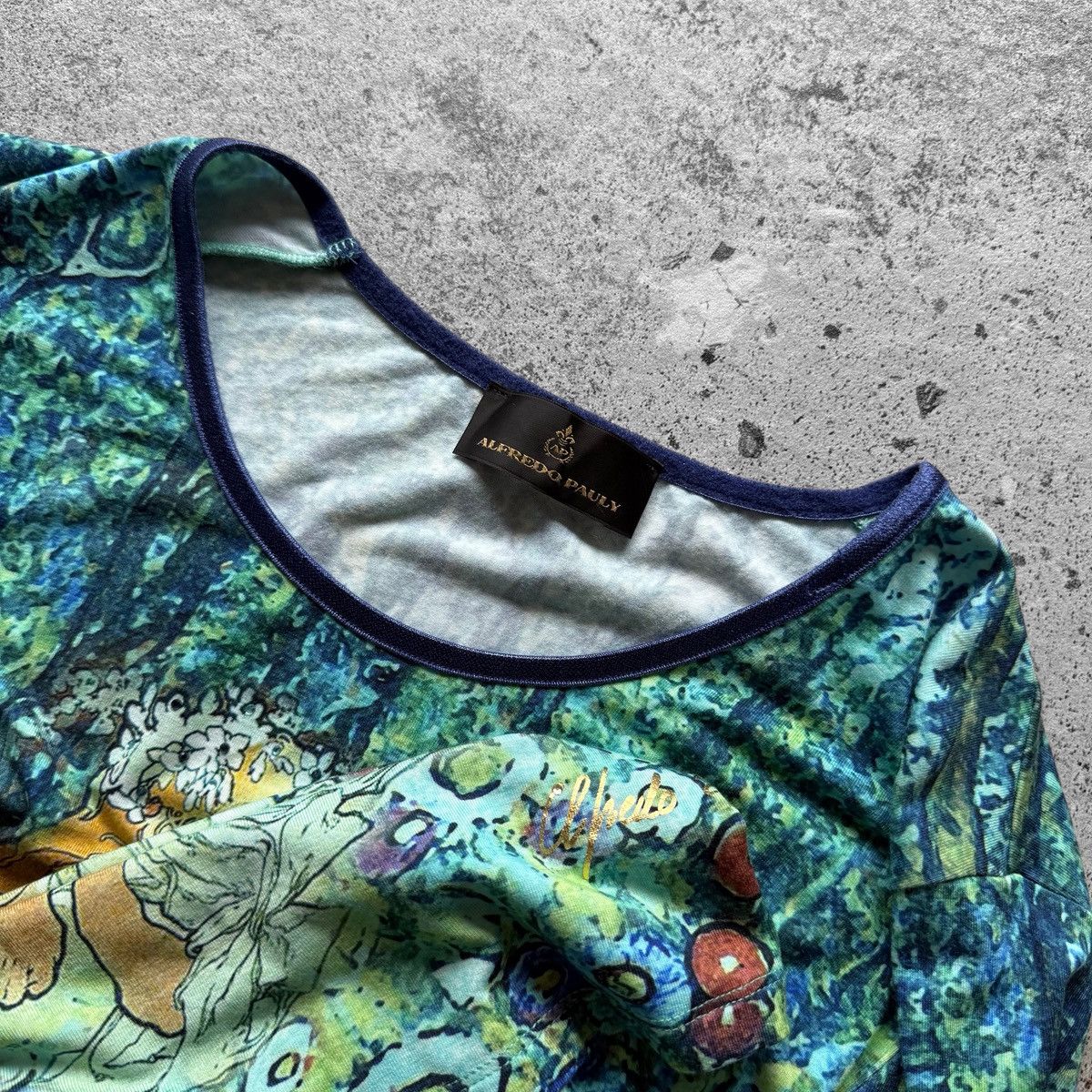 Designer Alfredo Pauly Womens 3/4 Sleeve Y2K Art Graphic Top Blouse Size M / US 6-8 / IT 42-44 - 4 Thumbnail