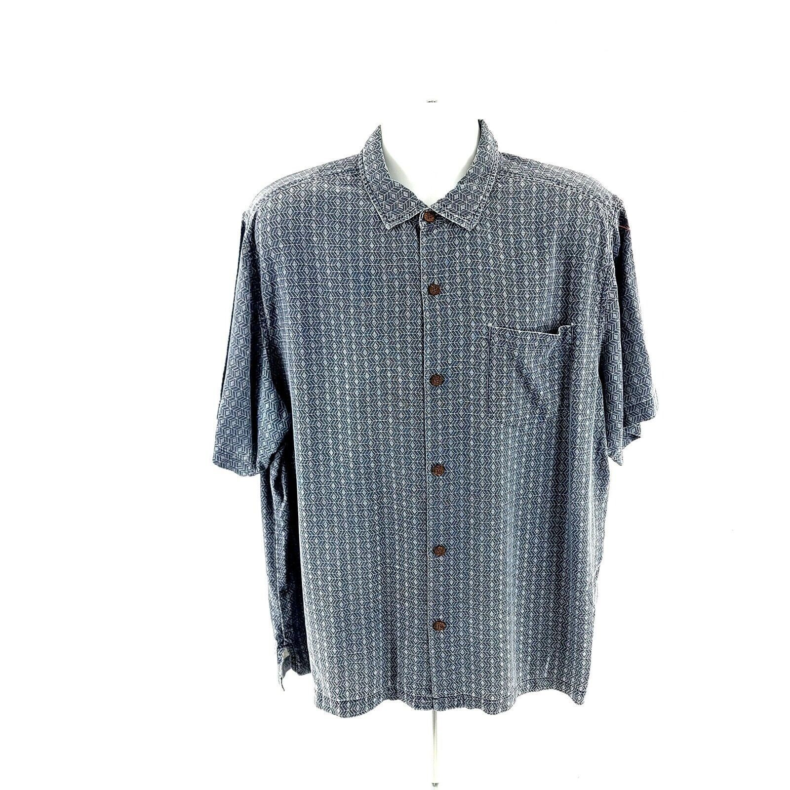 Tommy Bahama Tommy Bahama 100% Silk Blue Gray Geometric Short Sleeve Pock Size US XL / EU 56 / 4 - 3 Thumbnail