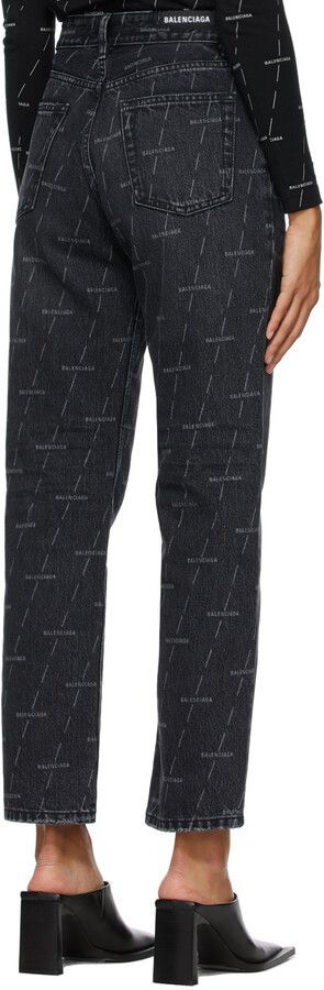 Balenciaga o1mle0824 All Over Logo Jeans in Black Size 26" / US 2 / IT 38 - 3 Thumbnail