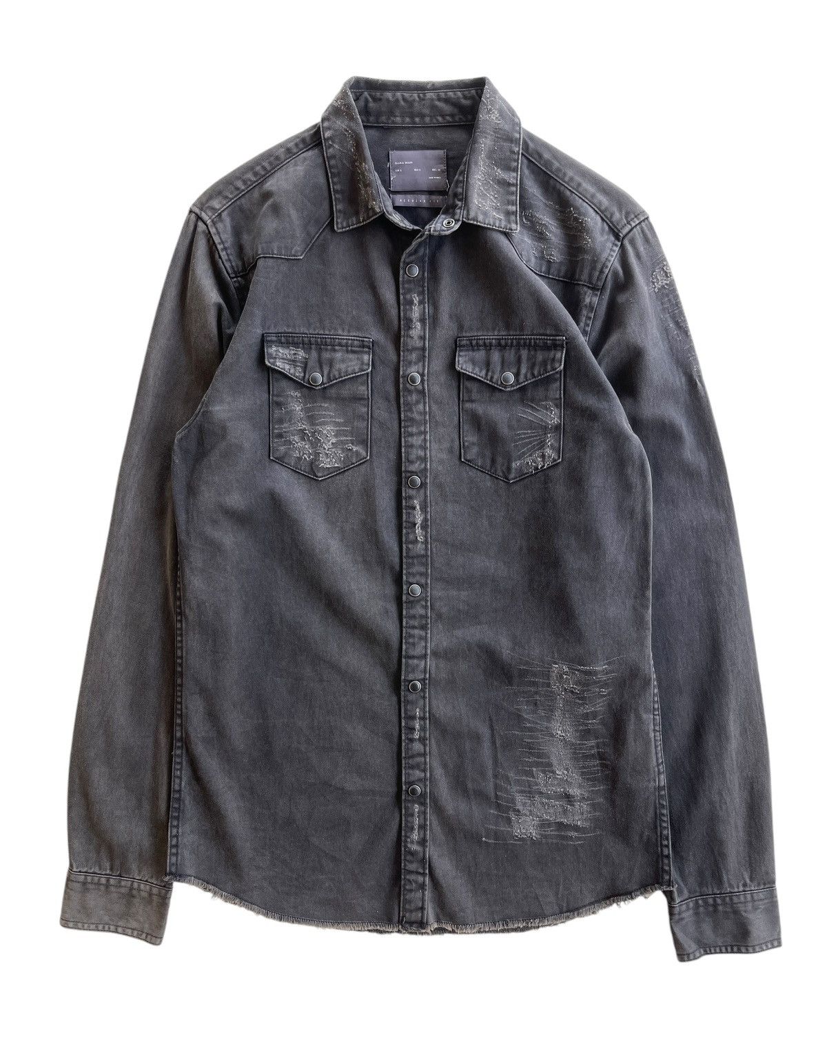 Zara Herren Zara Distressed Faded Shirt Size US S / EU 44-46 / 1 - 1 Thumbnail