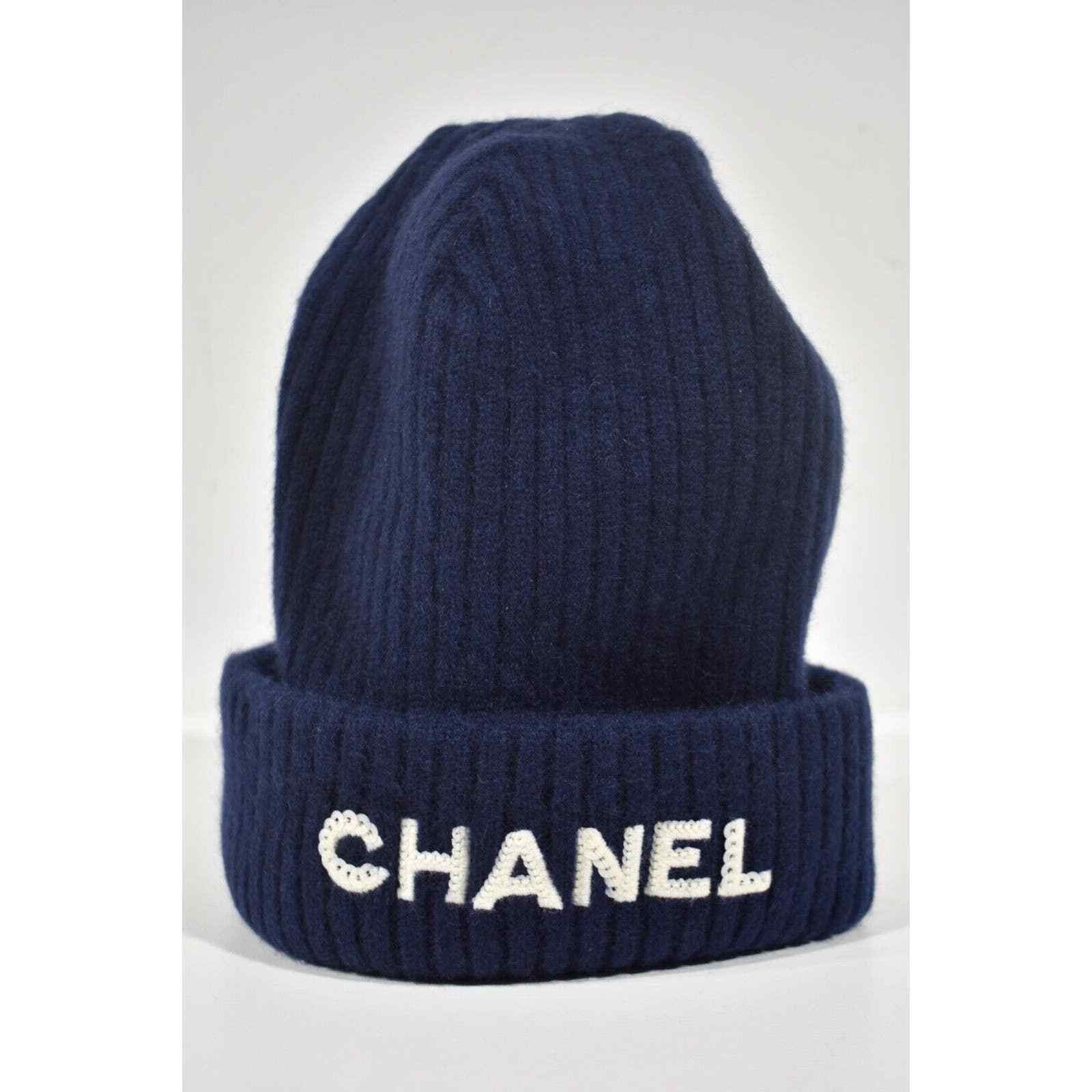 Chanel Navy blue Chanel beanie | Grailed
