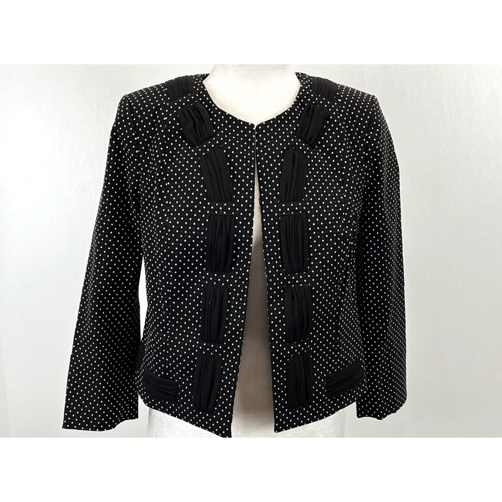 Vintage CAbi Black Polka Dot Jacket Women's Size 2 Stretch 3/4 Sleeve Blazer Size XS / US 0-2 / IT 36-38 - 6 Thumbnail