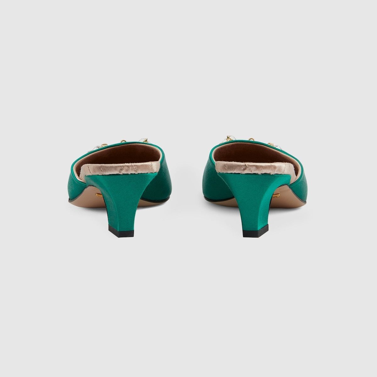 Gucci o1s1wg110225 Horsebit Mules in Green Satin Size US 10 / IT 40 - 4 Thumbnail