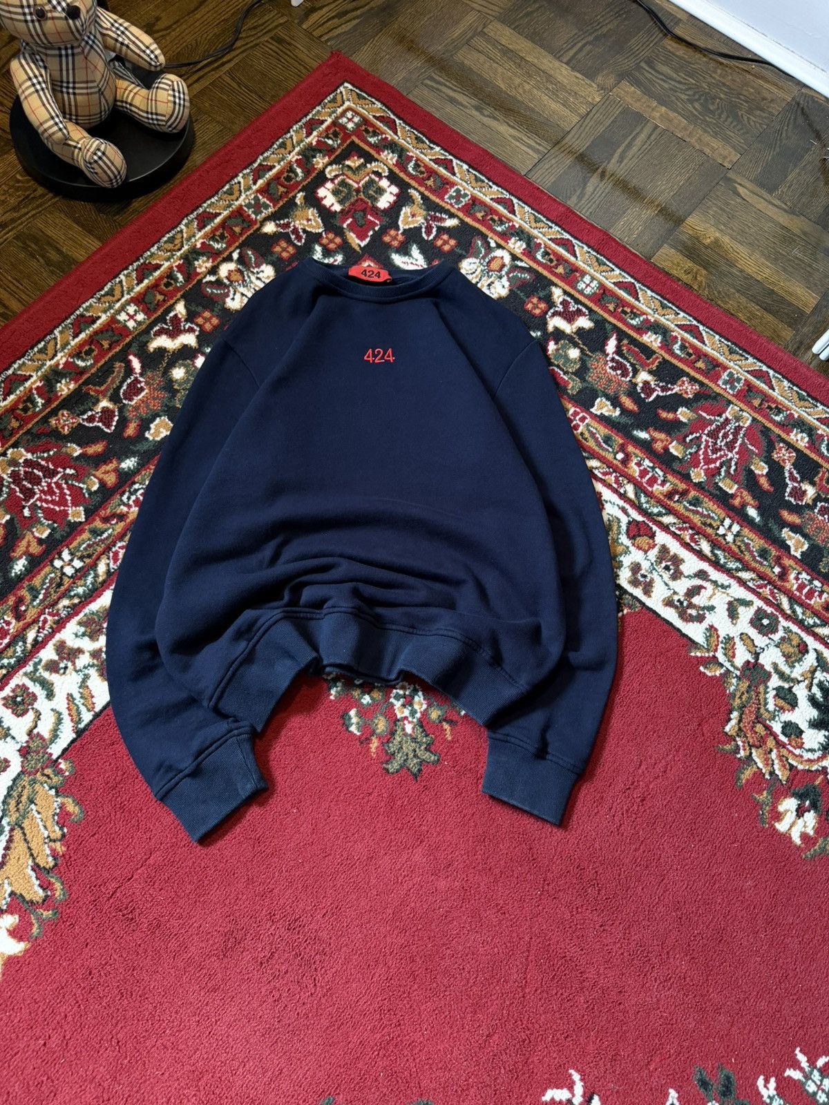 424 424 Embroidered Sweatshirt Crewneck Size Medium Navy Blue Size US M / EU 48-50 / 2 - 2 Thumbnail