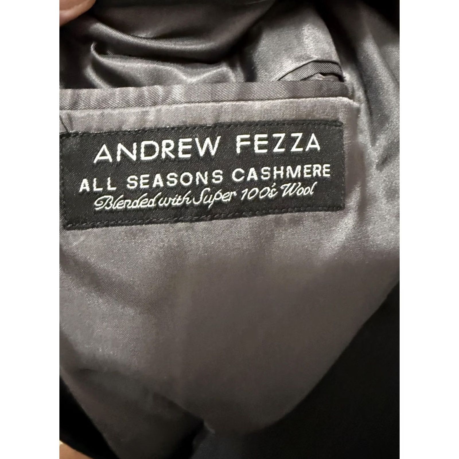 Vintage Andrew Fezza Suit Mens 46 40x30 Gray Wool Cashmere 2 Piece Jacket Pants Formal Size 46R - 4 Thumbnail