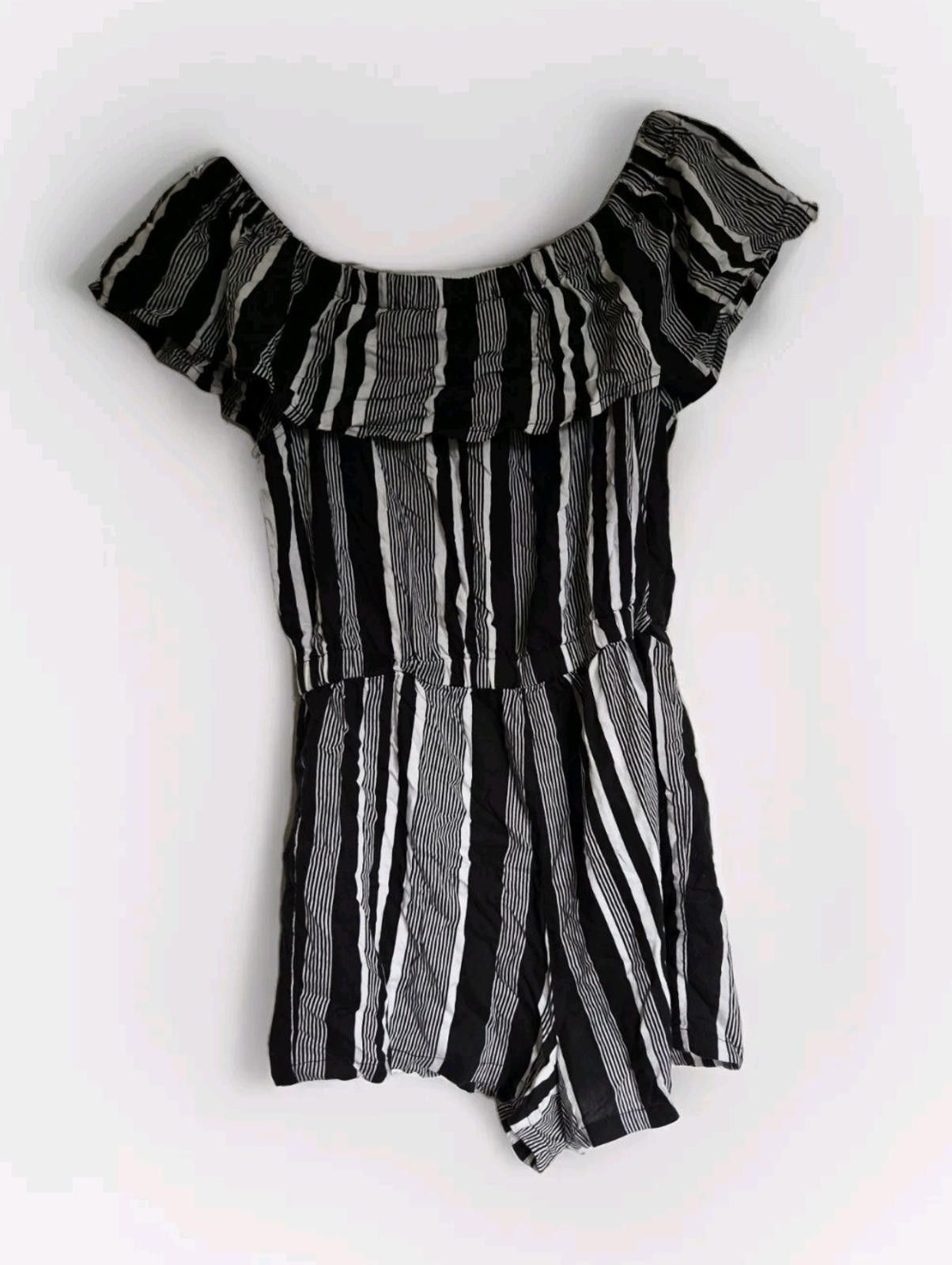 Other Derek Heart Romper Juniors Large L Black White Vertical Stri Size 36" / US 14 / IT 50 - 2 Thumbnail
