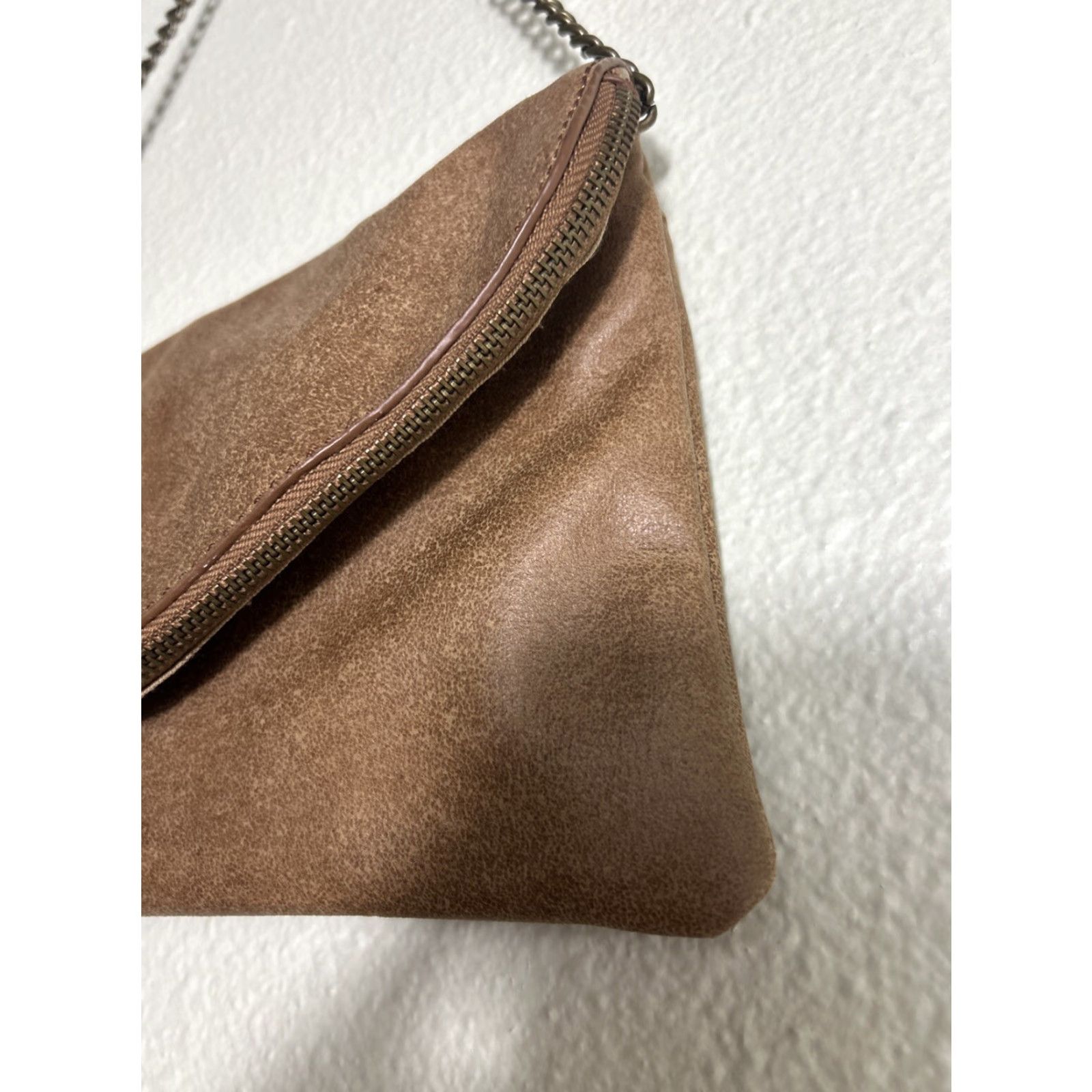 J.Crew J.CREW Clutch Shoulder Bag Brown Leather Chain Flap 10.5x6.5 Womens Bag Size ONE SIZE - 4 Thumbnail