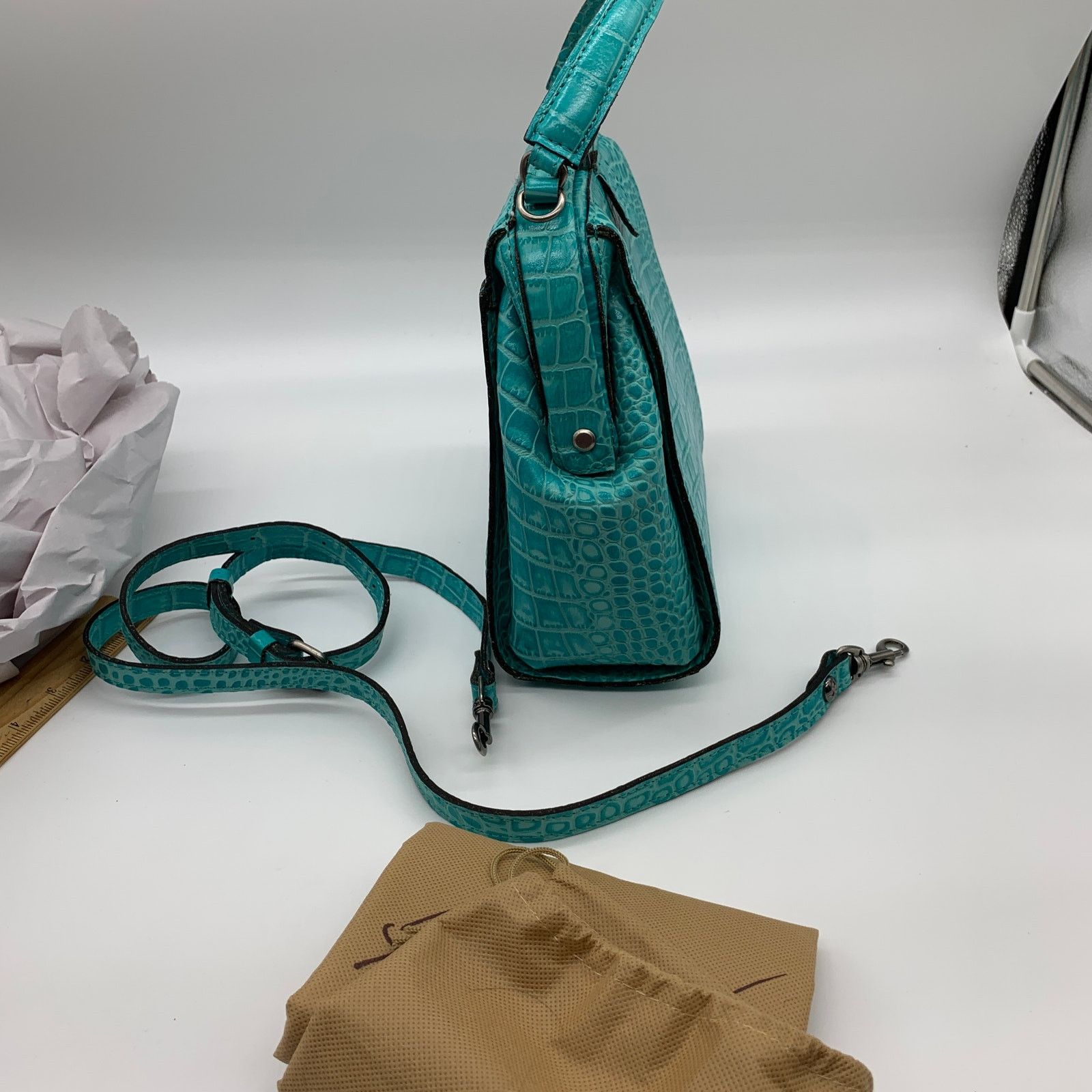 Other Patricia Nash Leather Purse Croc Embossed Blue Aqua Handbags Size ONE SIZE - 6 Thumbnail