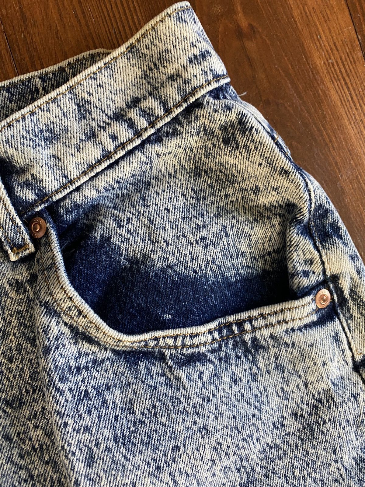 Lee Vintage 80’s Lee Blue & White Acid Wash Denim Jeans 28x28 Size 28" / US 6 / IT 42 - 19 Thumbnail