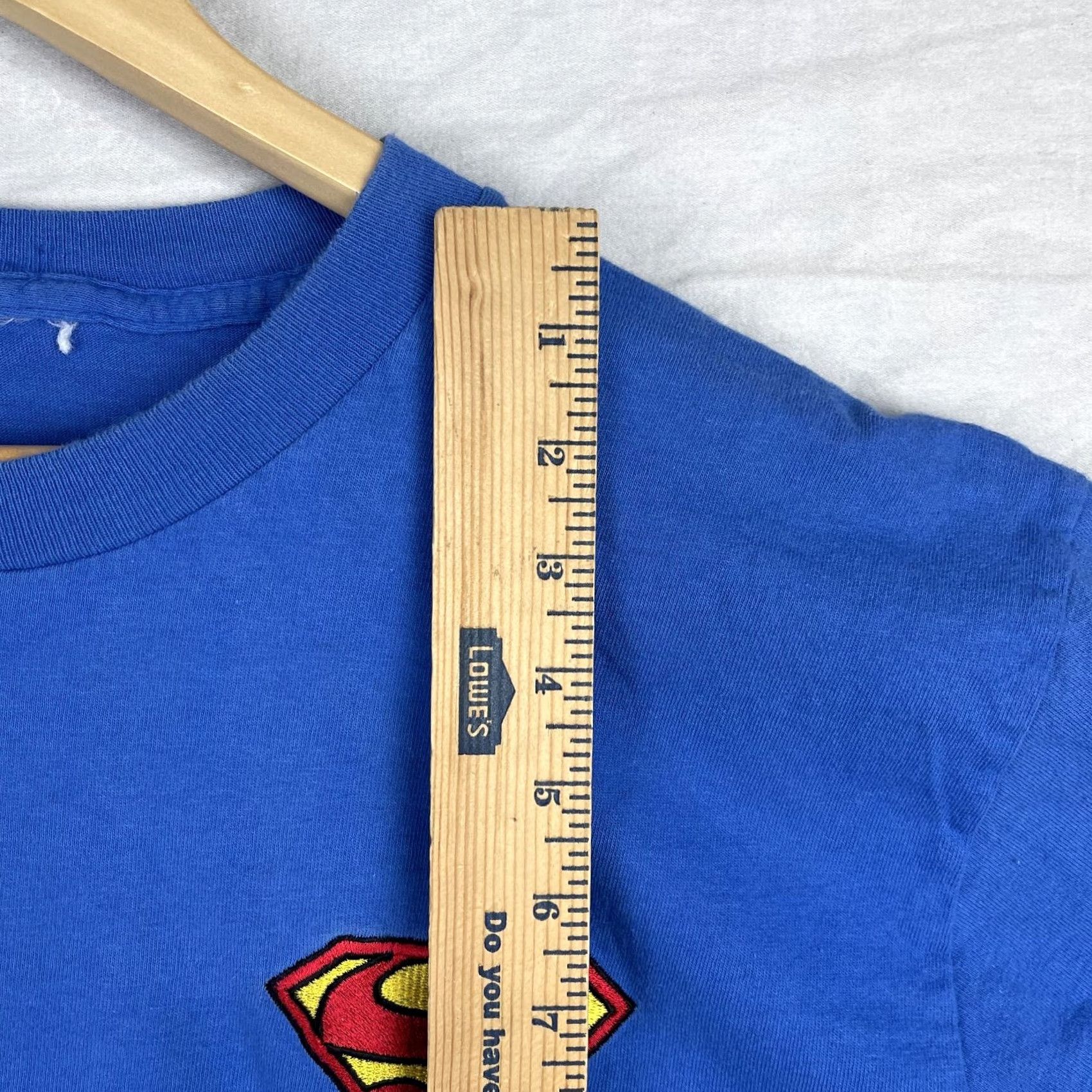 DC Comics VINTAGE DC Superman Shirt Mens Medium Blue Embroidered S Shield Logo Tee Size US M / EU 48-50 / 2 - 6 Thumbnail