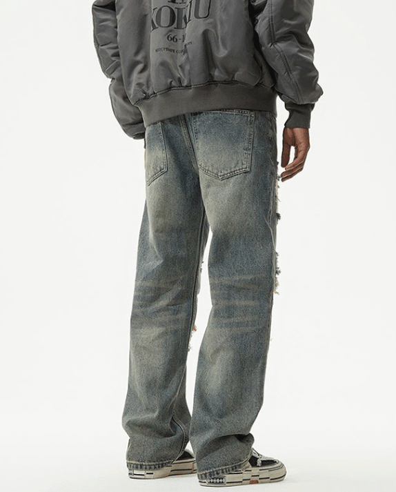 Japanese Brand × Jean American street trend hiphop casual straight ripped jeans Size US 32 / EU 48 - 6 Thumbnail