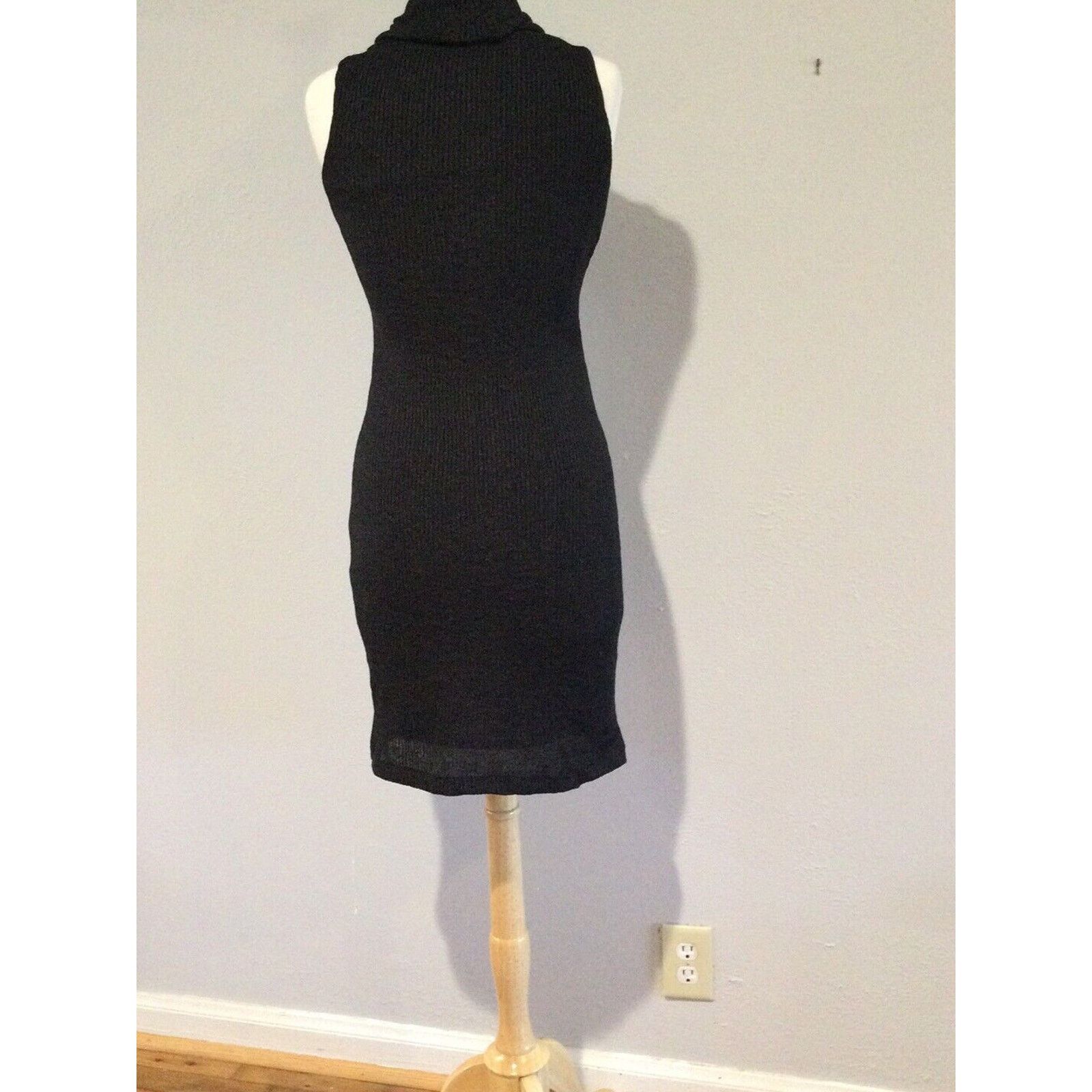 Other City Triangles Black Bodycon Turtleneck Sleeveless Dress SzM Size M / US 6-8 / IT 42-44 - 10 Thumbnail