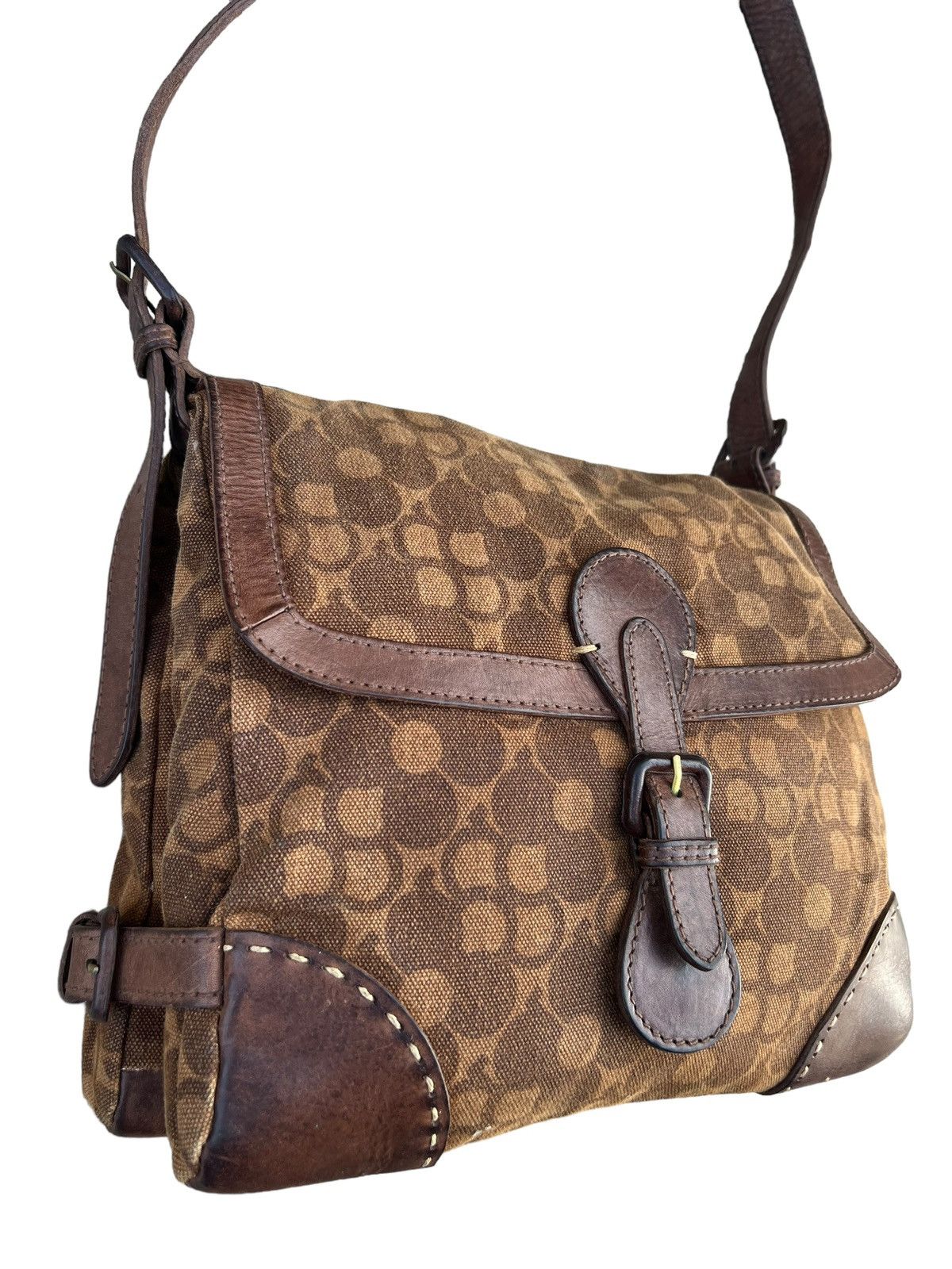 Japanese Brand Genten Japan Hybrid Canvas Leather Bag Size ONE SIZE - 6 Thumbnail