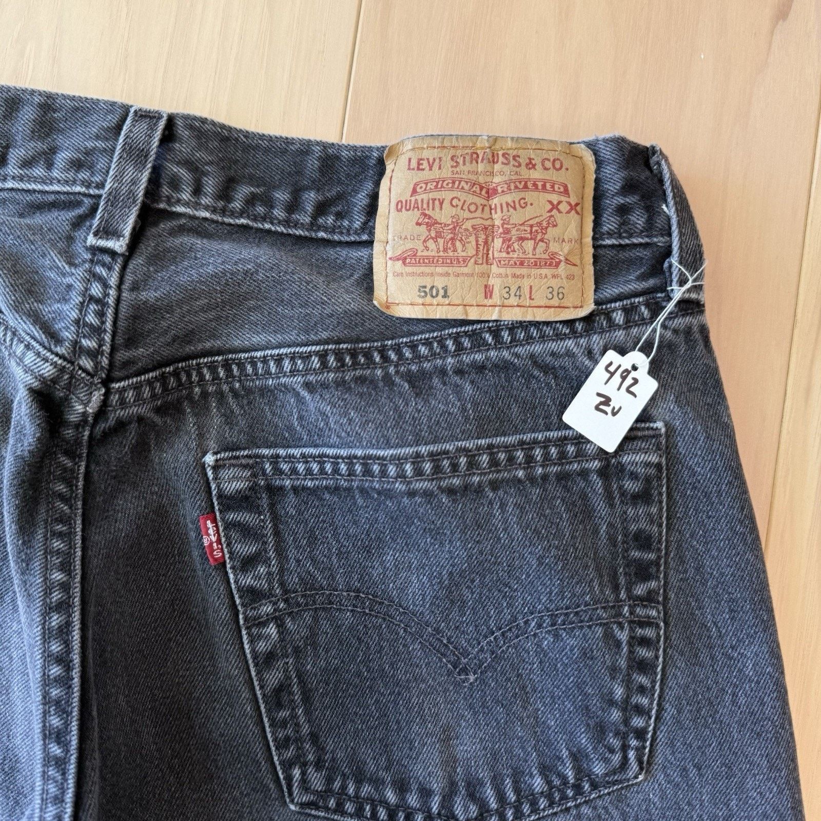 Levi's × Vintage Vintage Levis 501 Jeans 32 Black Made In USA 90s Straight Size US 32 / EU 48 - 10 Thumbnail