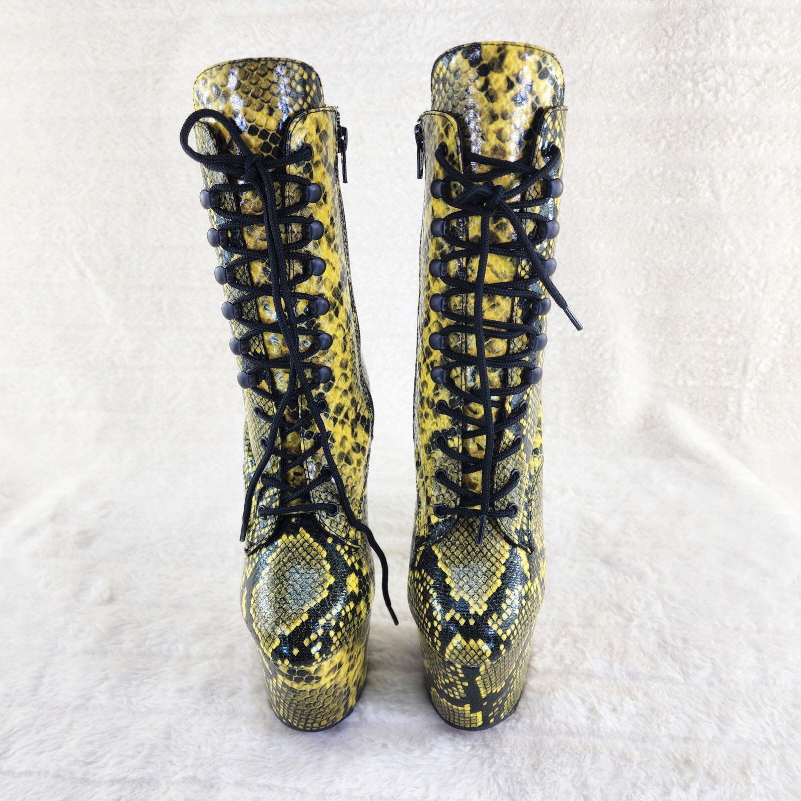 Other Adore 1020SP Yellow Snake Print 7" High Heel Platform Ankle Size US 11 / IT 41 - 4 Thumbnail