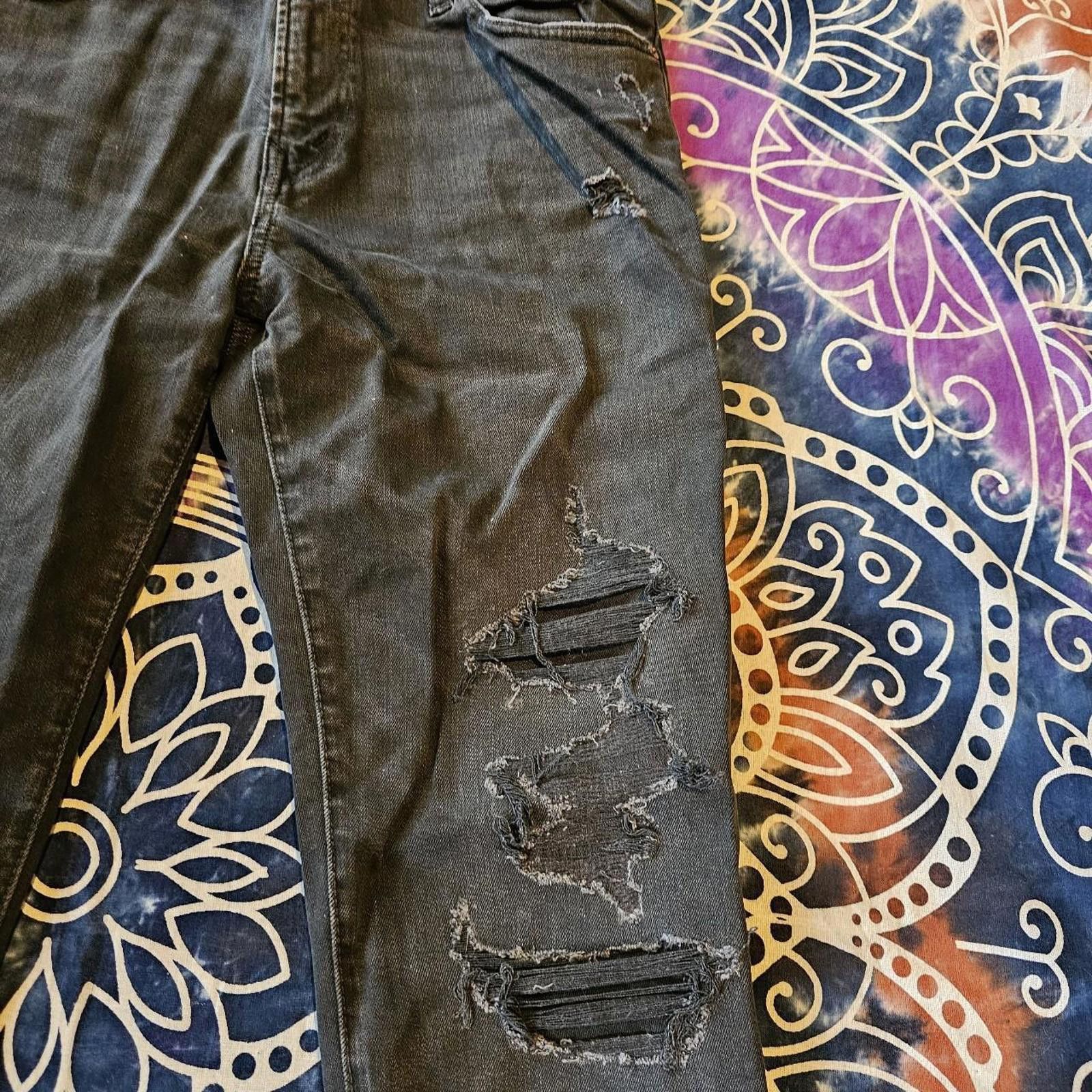 American Eagle Outfitters American Eagle Outfitters Men's Distressed Black Jeans Size US 32 / EU 48 - 6 Thumbnail