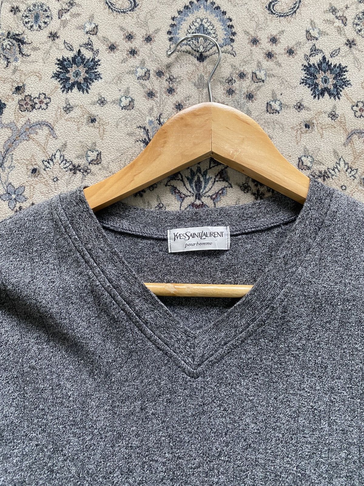 Yves Saint Laurent YSL POUR HOMME KNIT CROP SHIRT V NECK DESIGNER EMBROIDERY Size US M / EU 48-50 / 2 - 6 Thumbnail