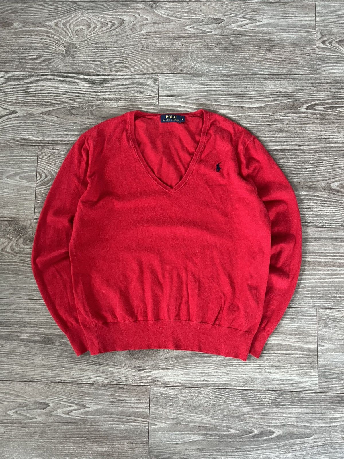 Polo Ralph Lauren × Vintage ‼️Vintage Polo Ralph Lauren Knit Logo V Neck Sweater‼️ Size US L / EU 52-54 / 3 - 1 Thumbnail