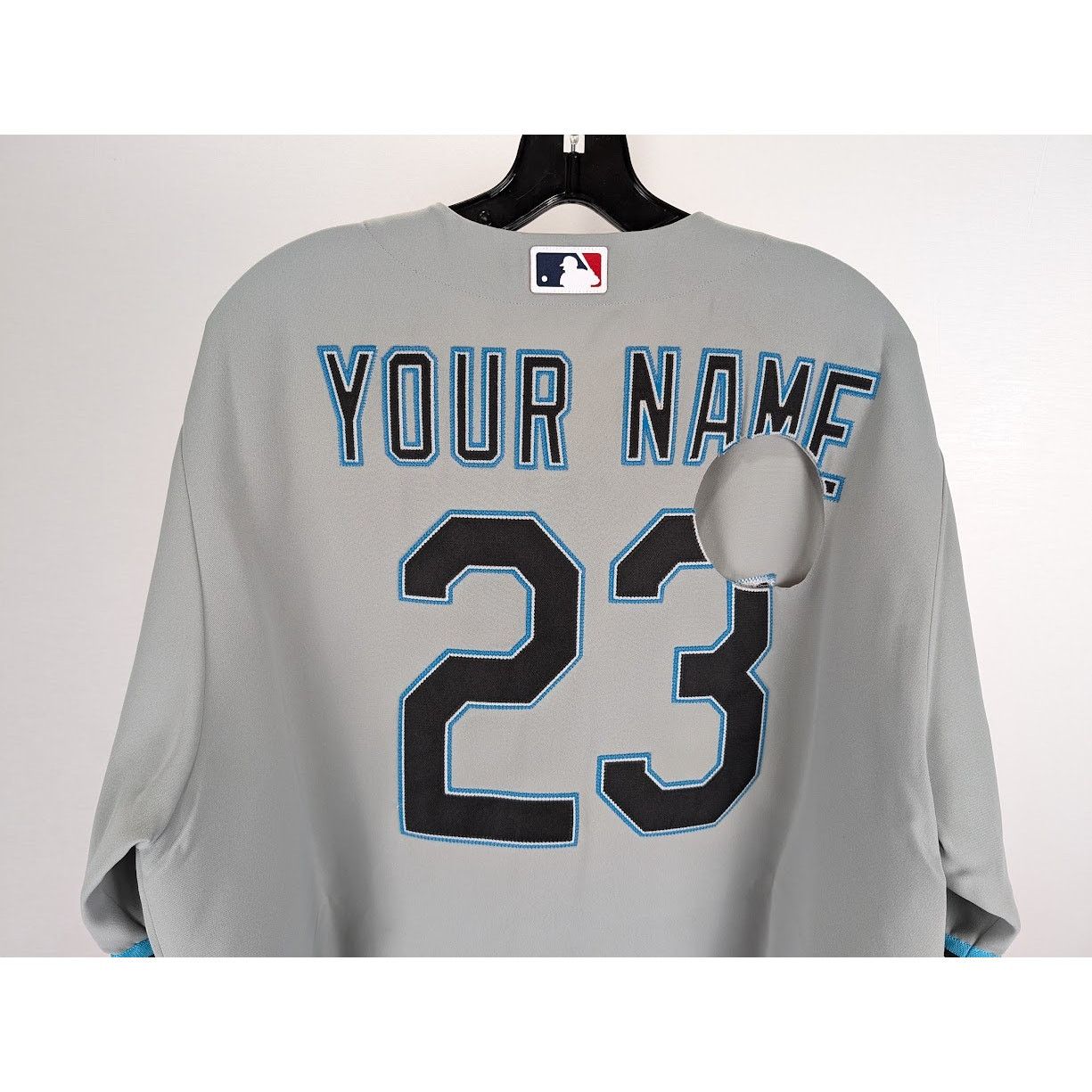 Off-White o1rshd1 MLB-Miami Marlin Cheese Shirt in Grey/Black/Blue Size US M / EU 48-50 / 2 - 14 Thumbnail