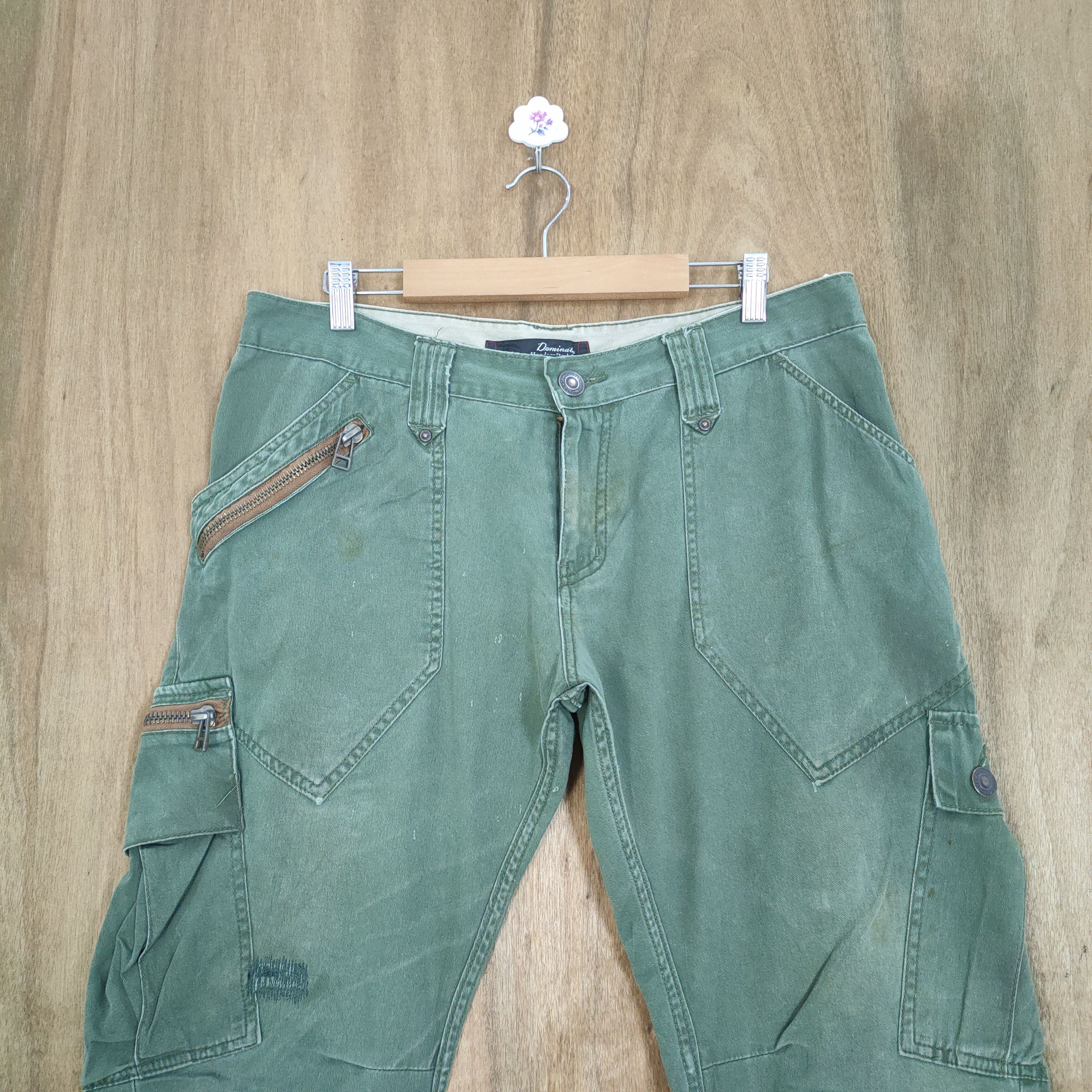 Japanese Brand VINTAGE DOMINATED FADED GREEN CARGO PANTS Size US 34 / EU 50 - 3 Thumbnail