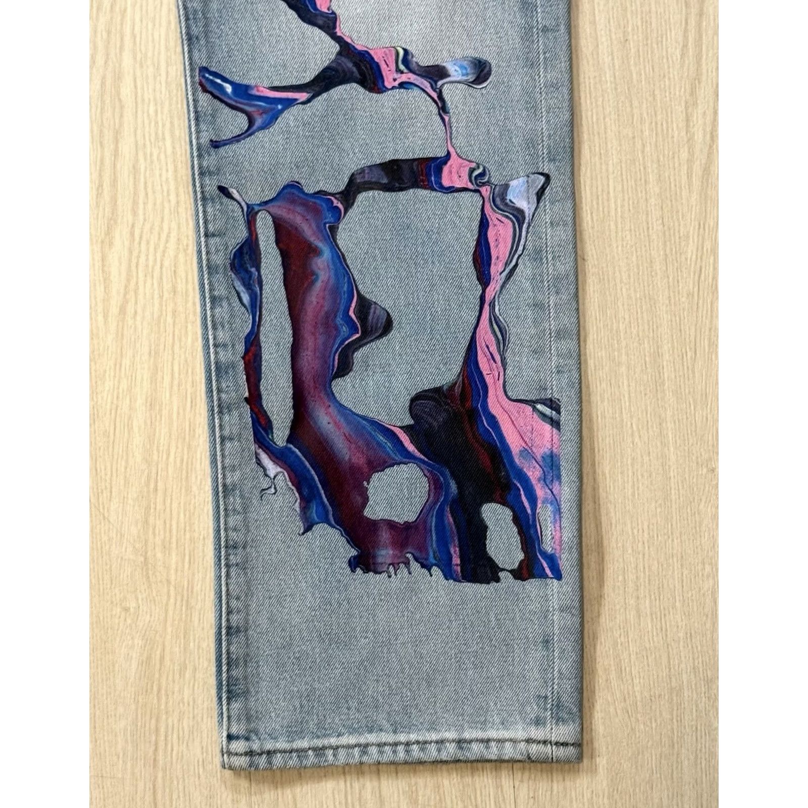 Levi's VINTAGE Levi’s 501 Jeans Men 33x31 Denim Blue 5-Pocket Regular Straight Logo Geometric 90s Hip Hop Art USA Irregular NWOT Jegns? Size US 33 - 3 Thumbnail