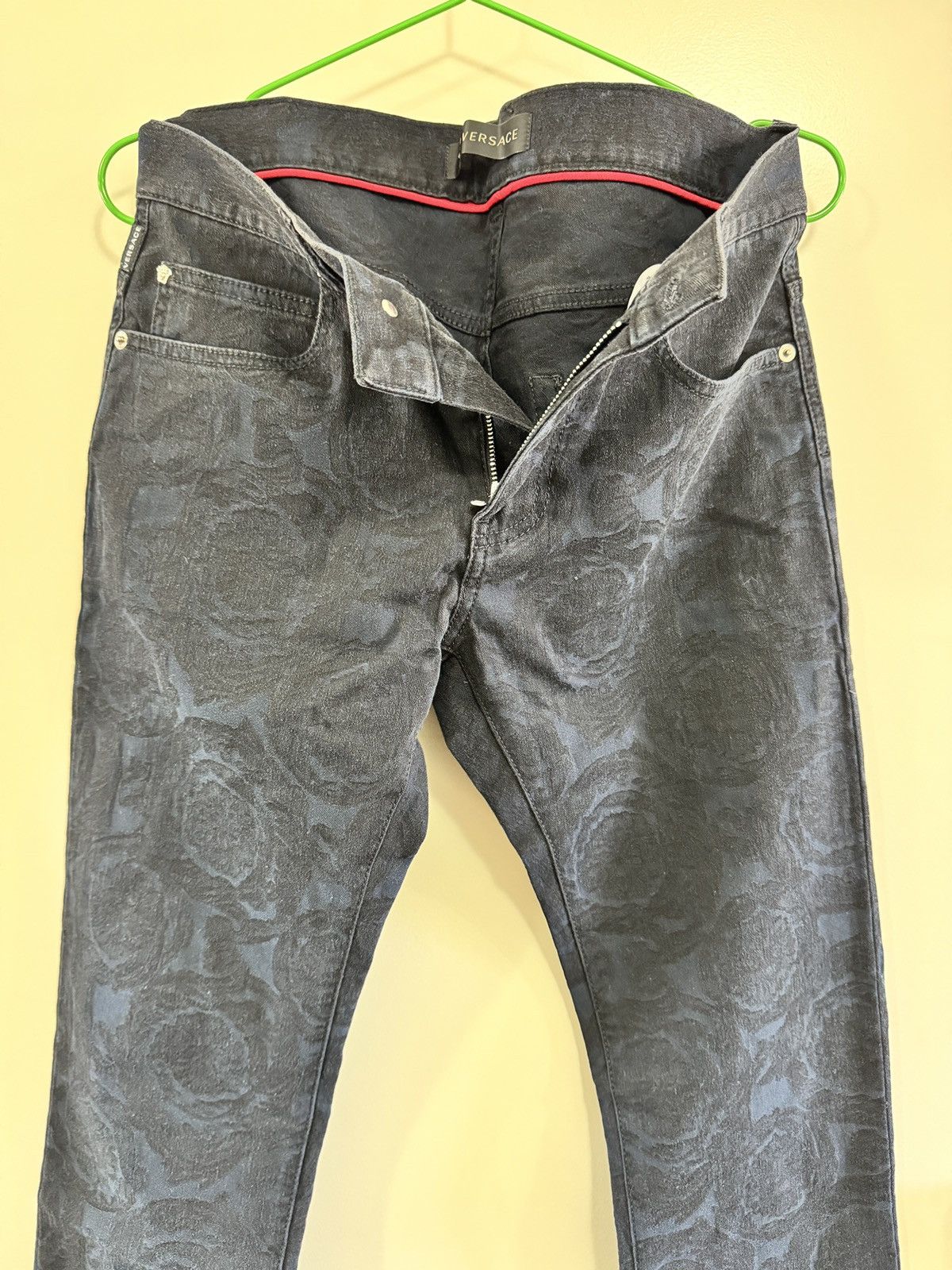 Versace Baroque Jeans Cody Fit Dark Navy blue Medusa Print Slim Size US 31 - 22 Thumbnail
