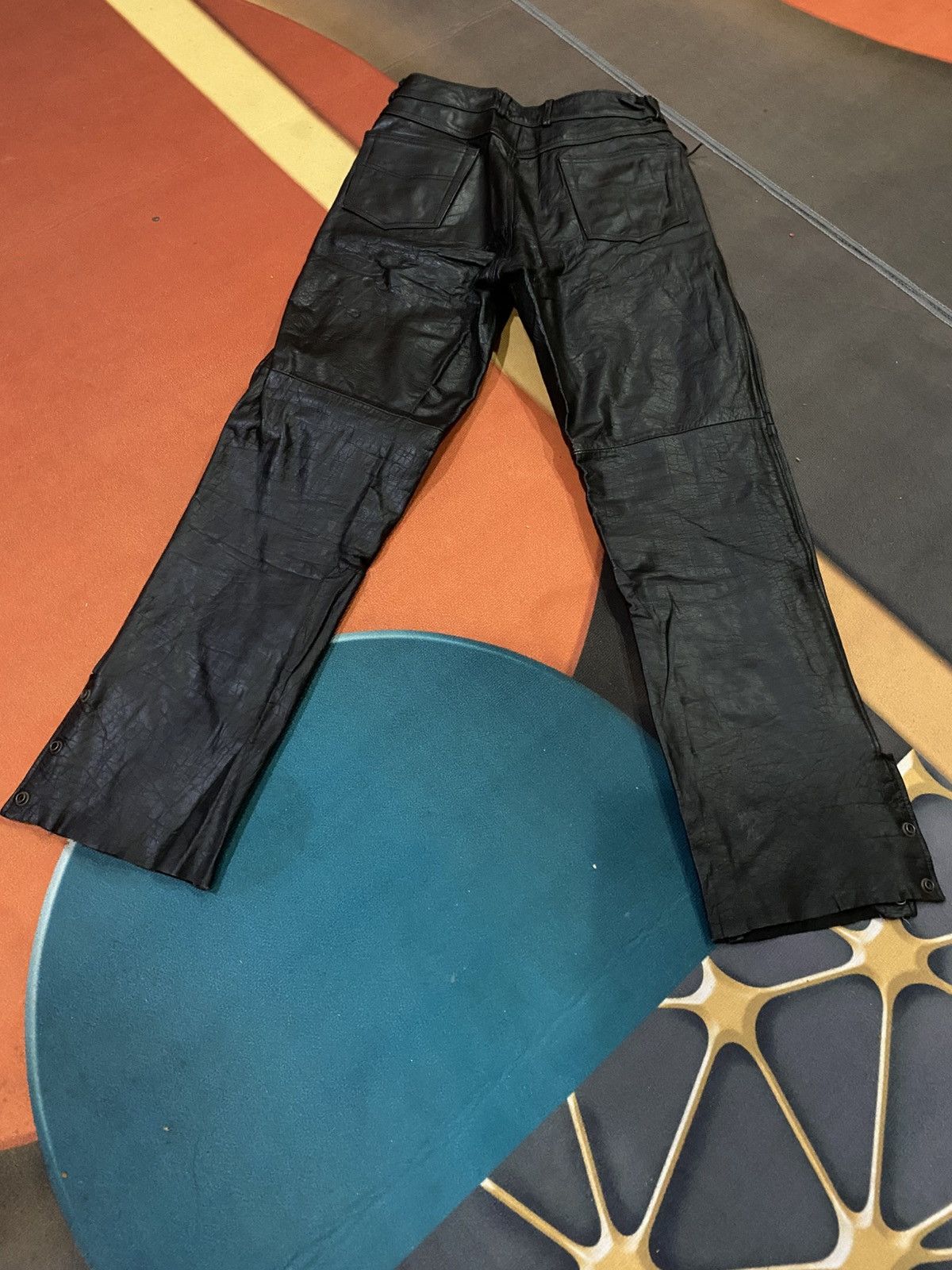 Genuine Leather Highway One Motorcycle Pants Side Zip & Snap Biker Chaps Size US 30 / EU 46 - 17 Thumbnail