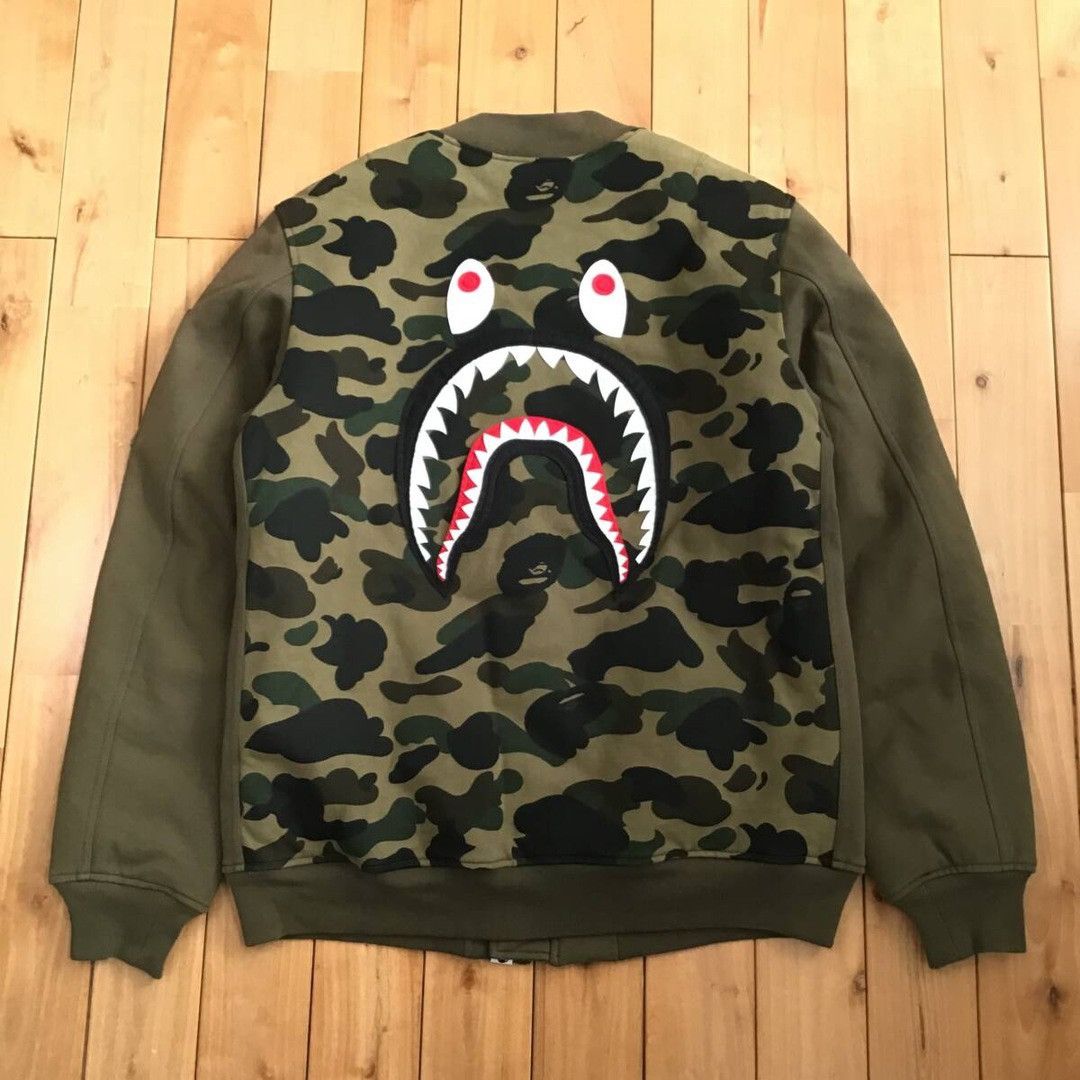 Bape BAPE SHARK MA-1 Sweat Bomber Jacket a bathing ape Size US L / EU 52-54 / 3 - 3 Thumbnail