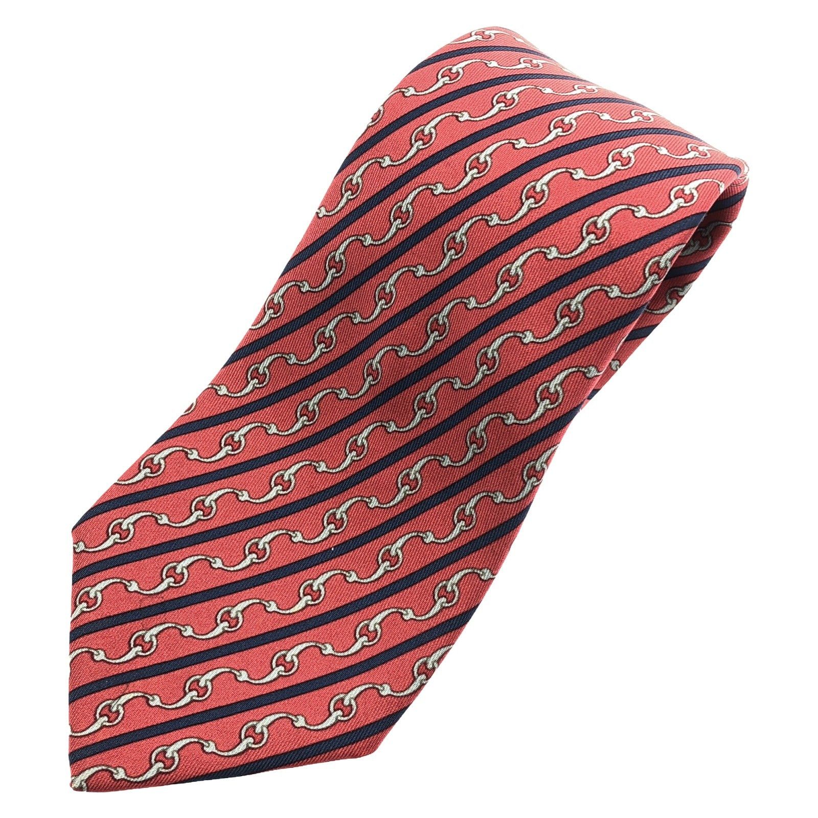 Hermes Hermes Tie Silk Red Size ONE SIZE - 1 Thumbnail