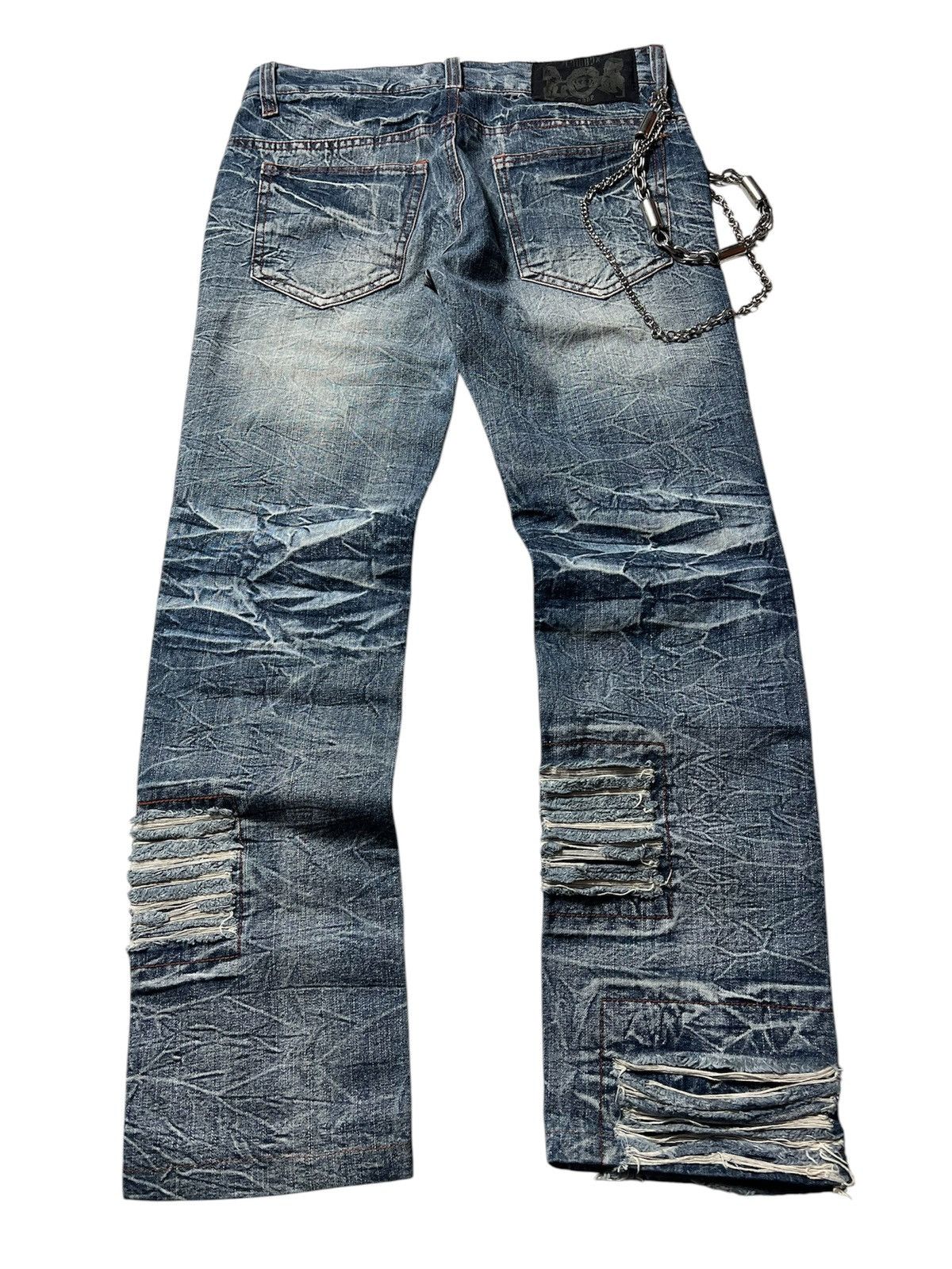 Japanese Brand Sick 2000s Lowbox Distressed Pants Size US 30 / EU 46 - 3 Thumbnail