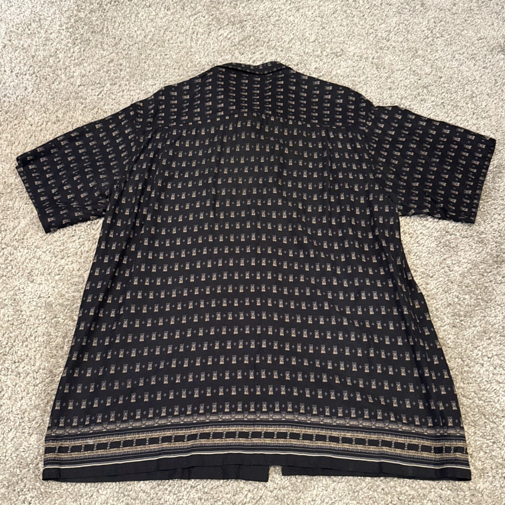 J Brand VINTAGE Imprints Geometric Pattern Button-Up Shirt 90s Large Mens Black Short Sleeve Casual Shirt Size US L / EU 52-54 / 3 - 2 Thumbnail