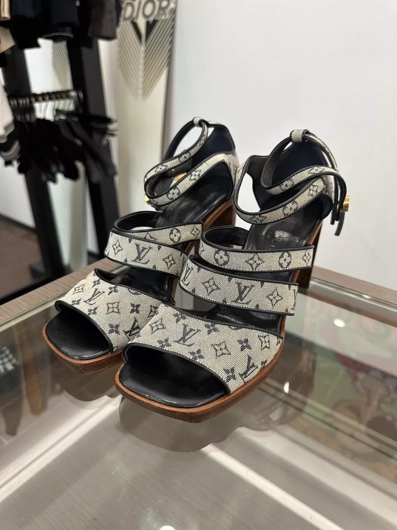 Louis Vuitton LV Monogram Denim High-Heel Sandals - dmc Size US 7.5 / EU 40-41 - 1 Thumbnail