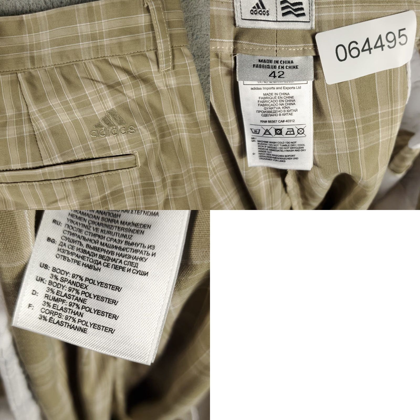 Adidas Adidas Shorts Mens Size 42 Beige Plaid Golf Slash Pockets Flat Front Chino Size US 42 / EU 58 - 8 Thumbnail