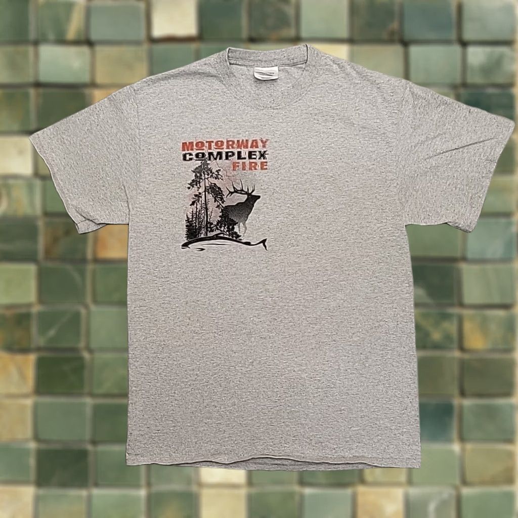 Vintage Wildland Firefighter Shirt Mens M 2015 Nez Perce Clearwater Forest ID Gray Cotton Blend Jersey Crew Neck Short Sleeve Graphic Print T-Shirt Size US M / EU 48-50 / 2 - 1 Thumbnail