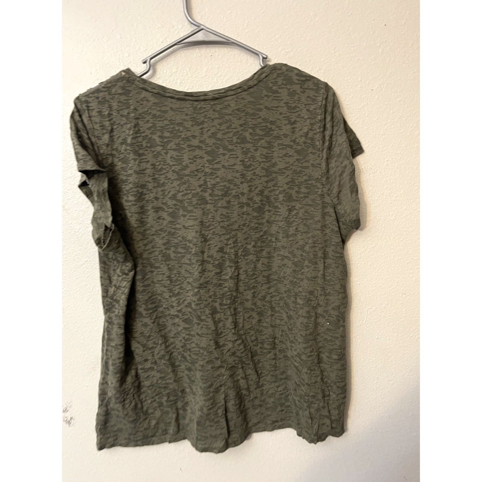 Vintage Chico’s T-Shirt Short sleeve Green Sequin Lined Burnout Style XS XL Womens Top Basic Casual Pullover Round Neck Cotton Polyester 3 (XL) Size XL / US 12-14 / IT 48-50 - 3 Thumbnail