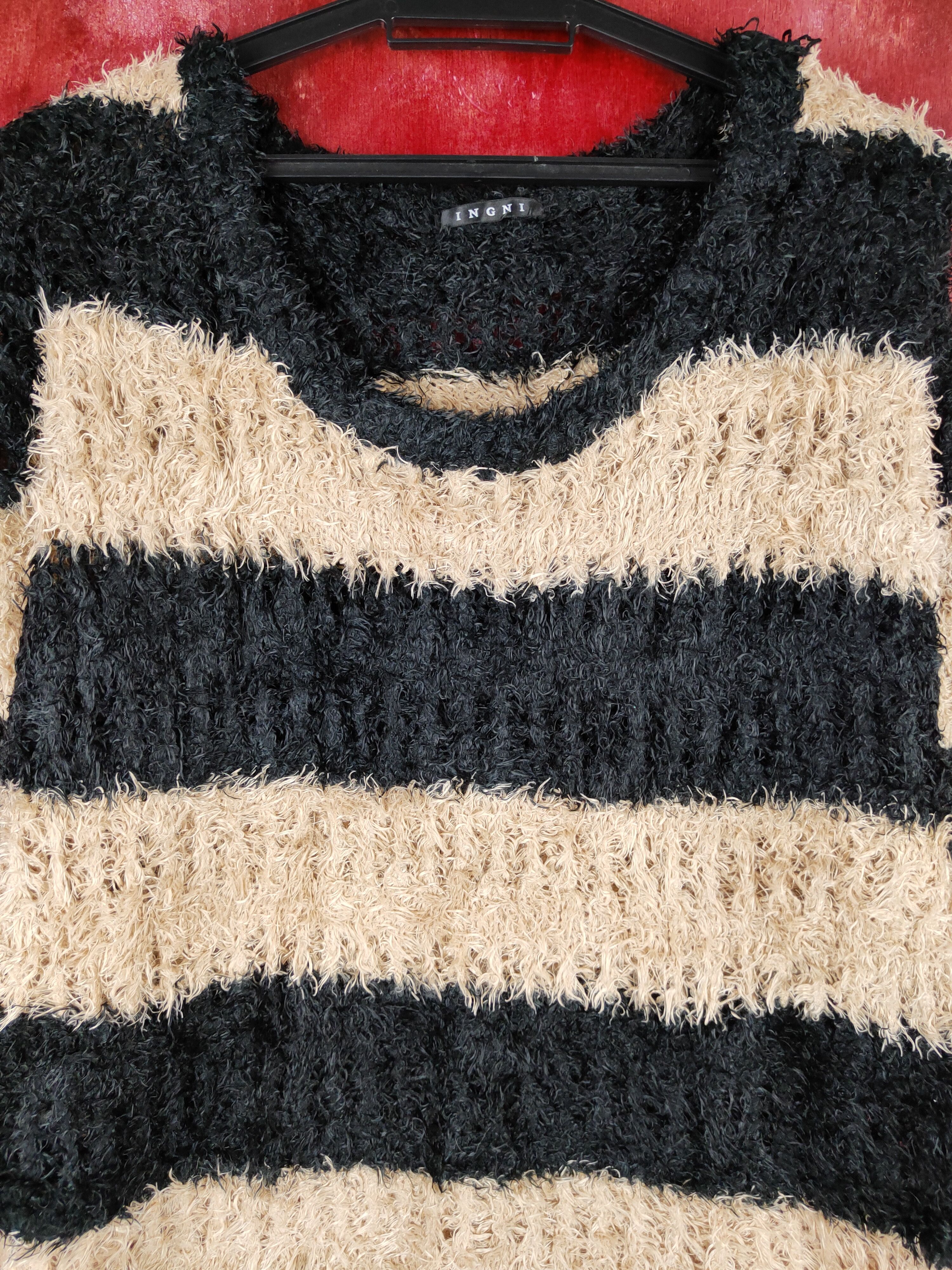 Homespun Knitwear × Japanese Brand × Solid and Striped Ingni Black Brown Shag Shaggy Fur Mohair Knitwear #S1954 Size M / US 6-8 / IT 42-44 - 2 Thumbnail