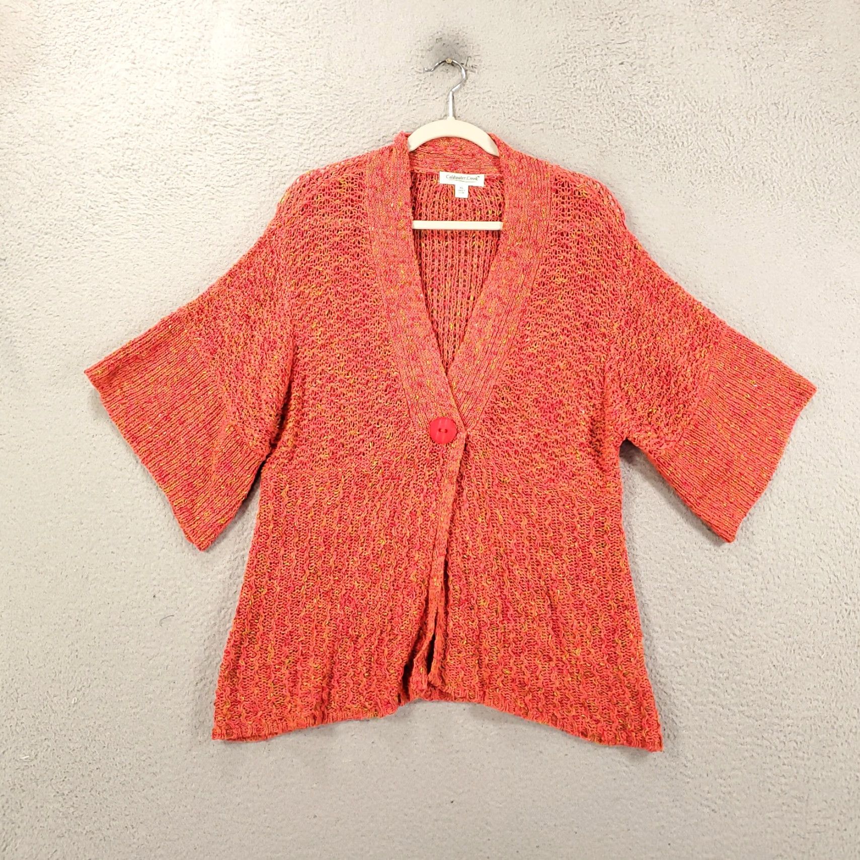 Coldwater Creek Coldwater Creek Sweater Cardigan XL Orange Peach Speckled Button Up Womens Size XL / US 12-14 / IT 48-50 - 2 Thumbnail