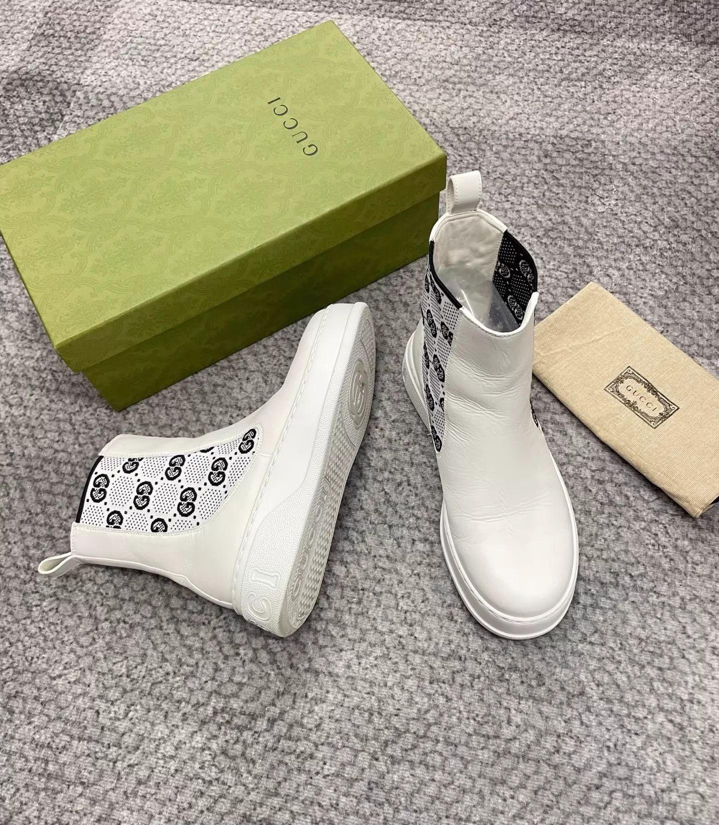 Gucci Gucci White GG Logo Paneled Short Boots 41 Size US 10.5 / IT 40.5 - 5 Thumbnail