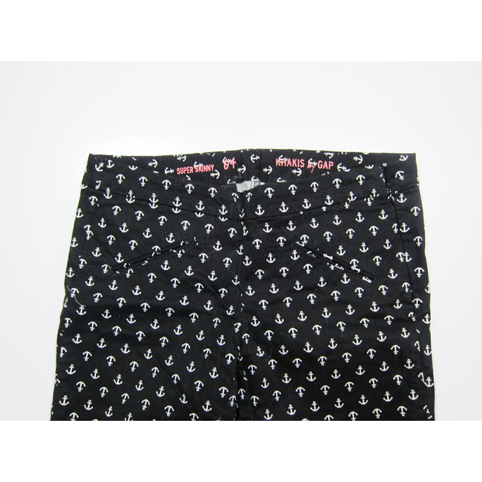 Gap Gap Cotton Stretch Black White Boat Anchor Super Skinny Chino Pant Women Size 04 Size 27" / US 4 / IT 40 - 4 Thumbnail