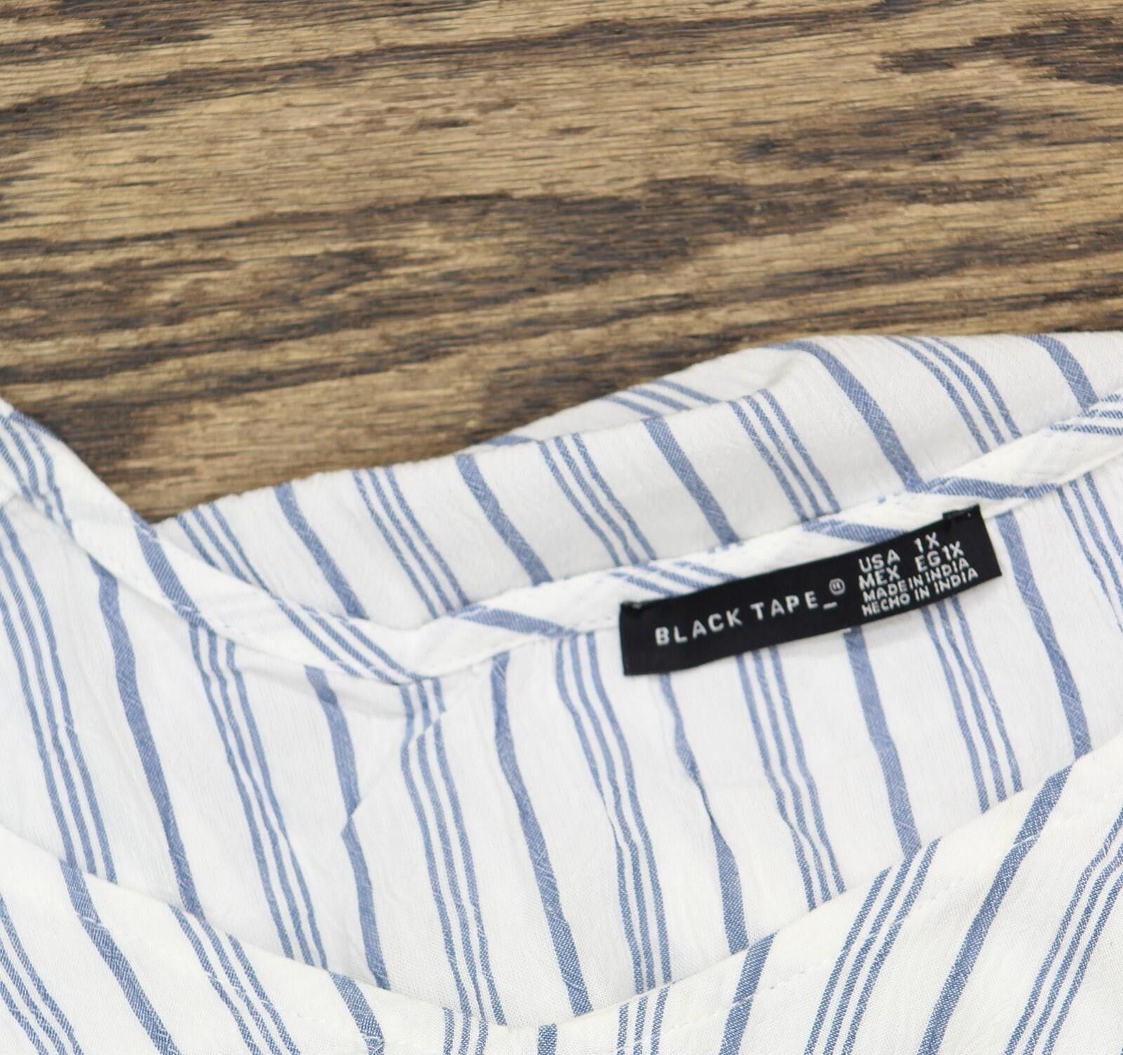 Other Nwt Black Tape Striped Flutter-sleeve Top 1x Blue Stripe Size XL / US 12-14 / IT 48-50 - 4 Thumbnail