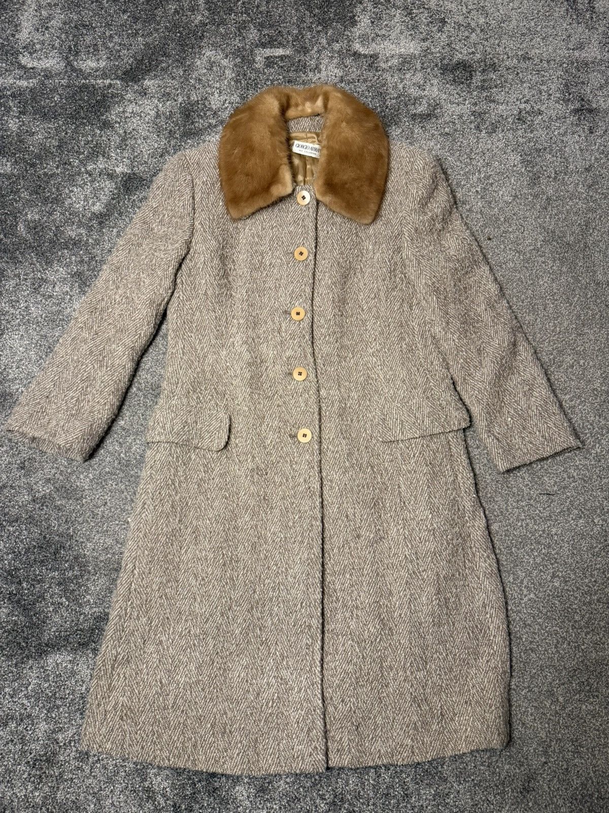 Giorgio Armani Giorgia Armani Wool & Mink fur overcoat Vintage Size M / US 6-8 / IT 42-44 - 1 Thumbnail