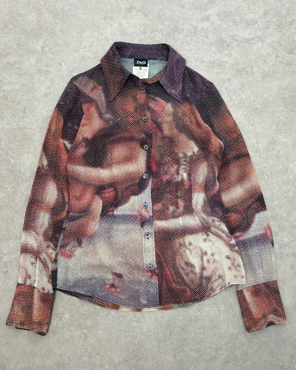 Dolce & Gabbana 2000s Dolce & Gabbana The Birth of Venus Pixel Silk Shirt Size M / US 6-8 / IT 42-44 - 1 Thumbnail